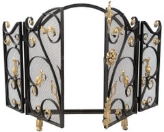 Gilt and Black Metal Fire Screen