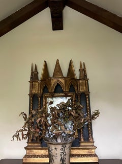 Vergoldeter und blau bemalter Spiegel im venezianischen Stil