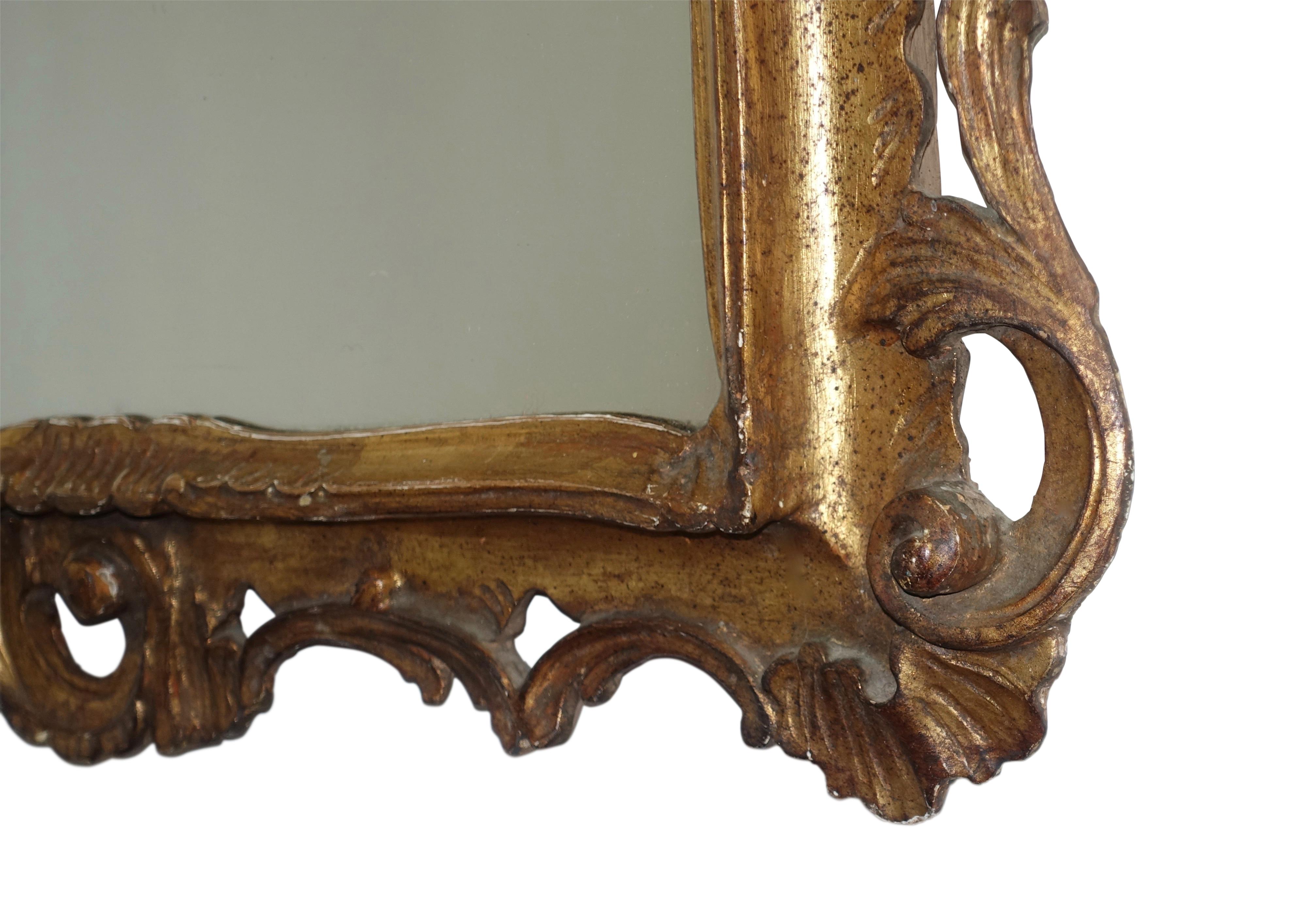 19th Century Gilt and Carved Wood Framed Mirror, Italian circa 1800