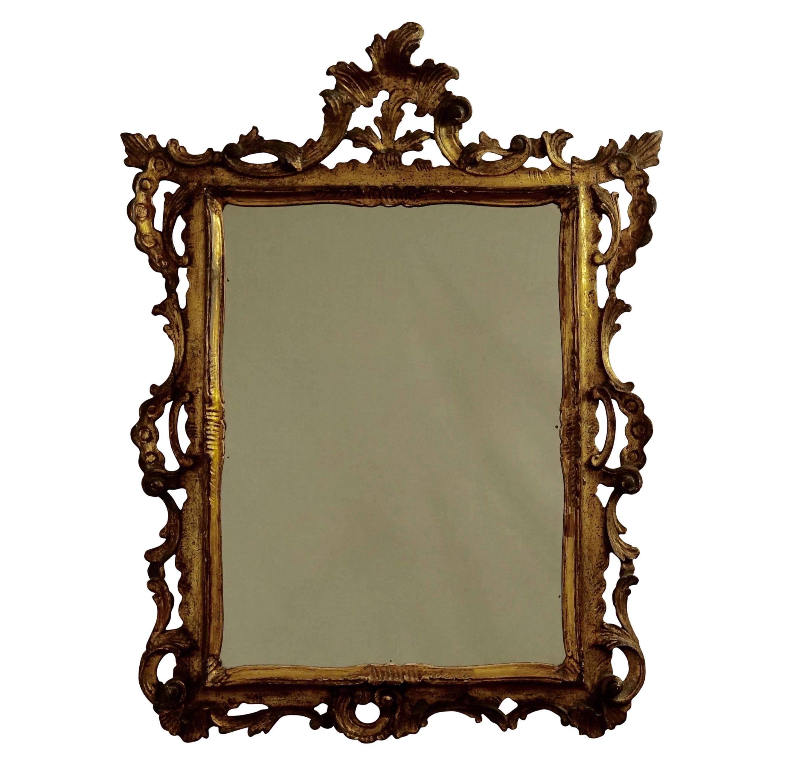 Gilt and Carved Wood Framed Mirror, Italian circa 1800 2