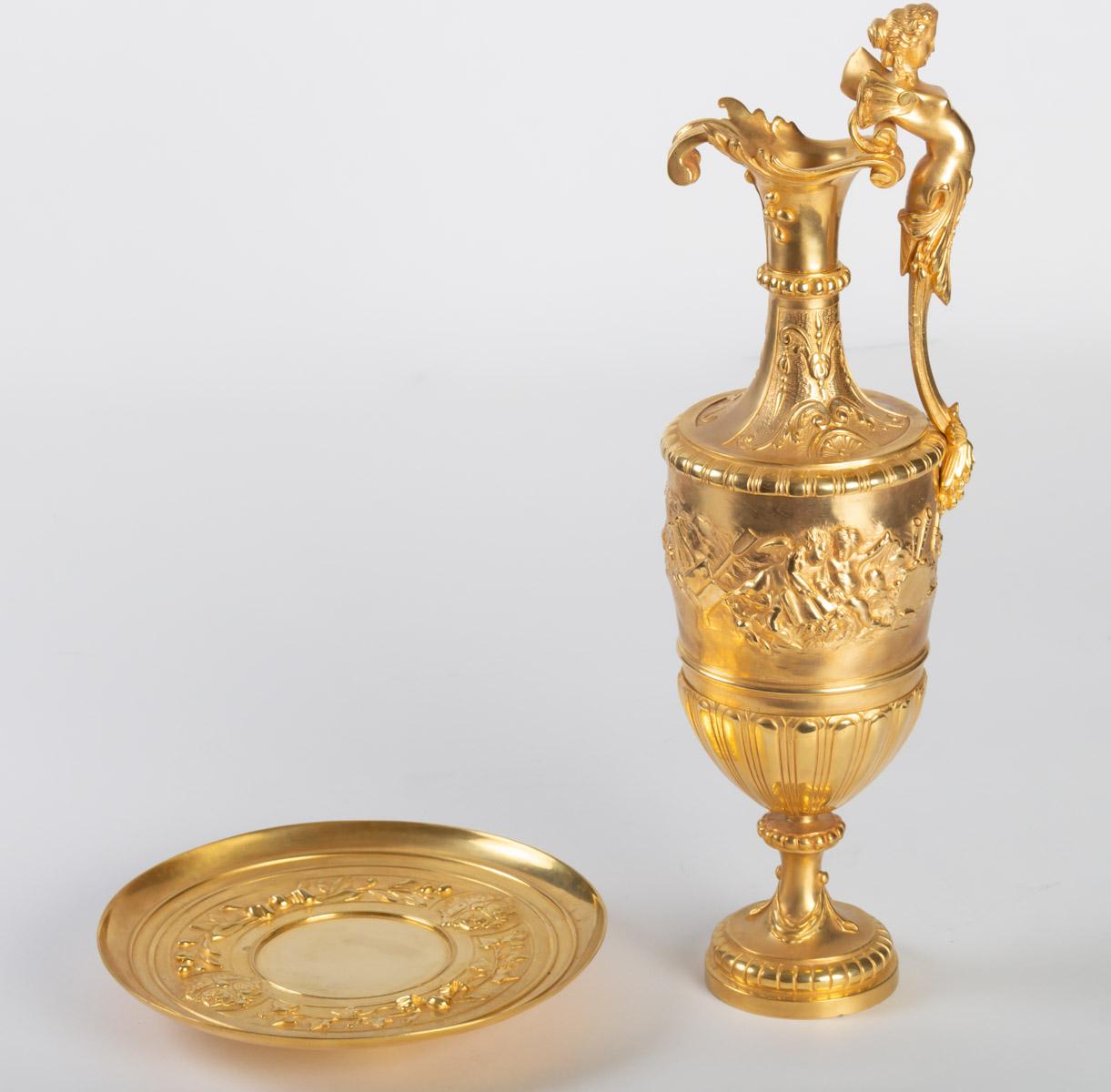 Gilt and Chiseled Bronze Ewers, 19th Century 2