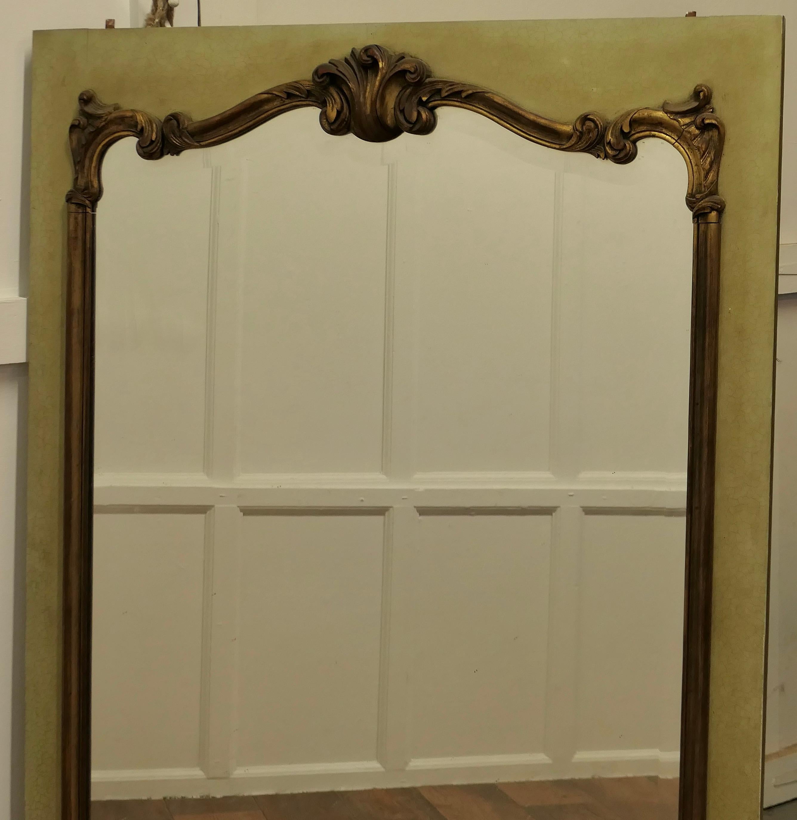 Gilt and Crackle Paint Mirror Mounted Wall Panel For Sale 2