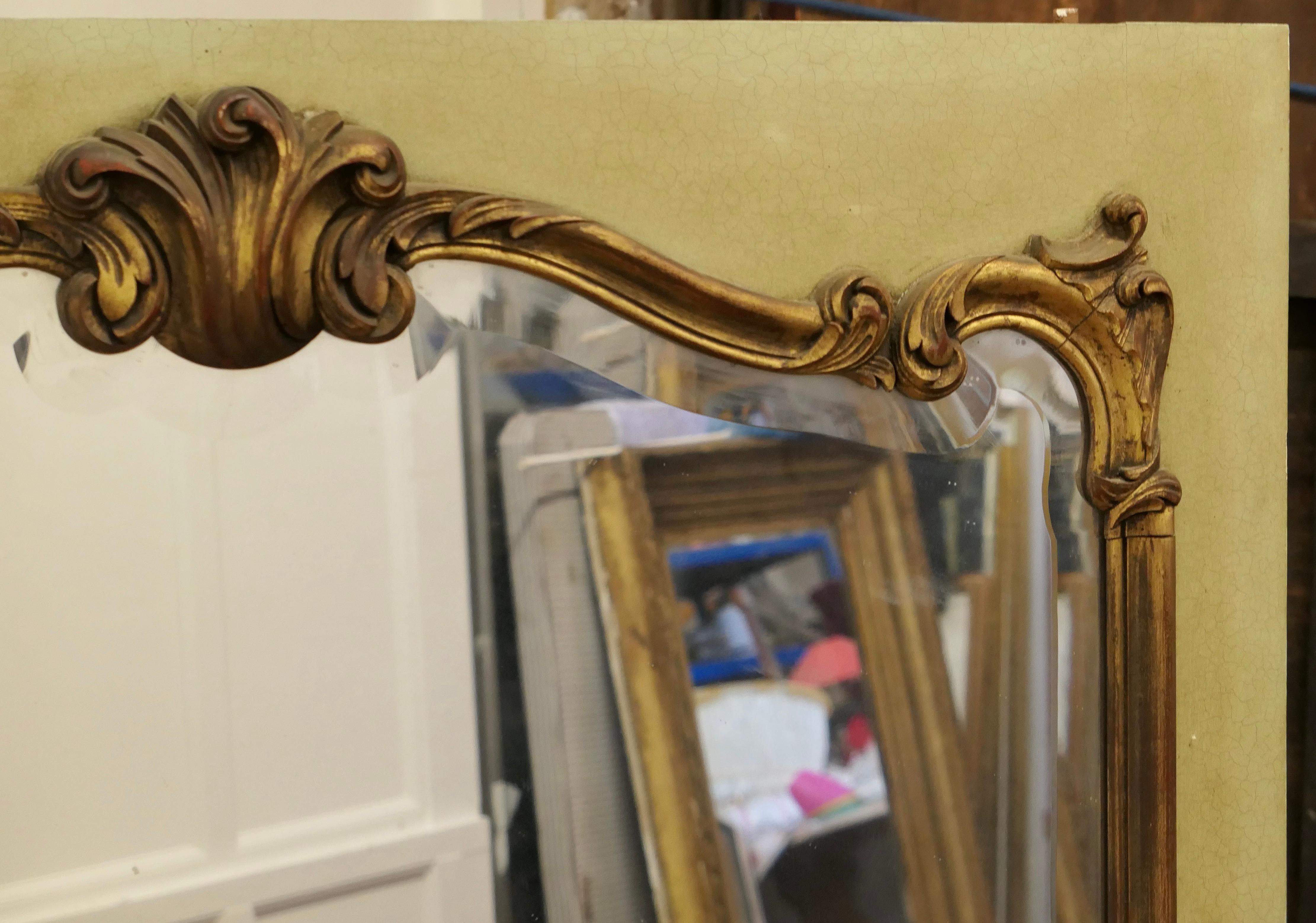 Late 19th Century Gilt and Crackle Paint Mirror Mounted Wall Panel For Sale