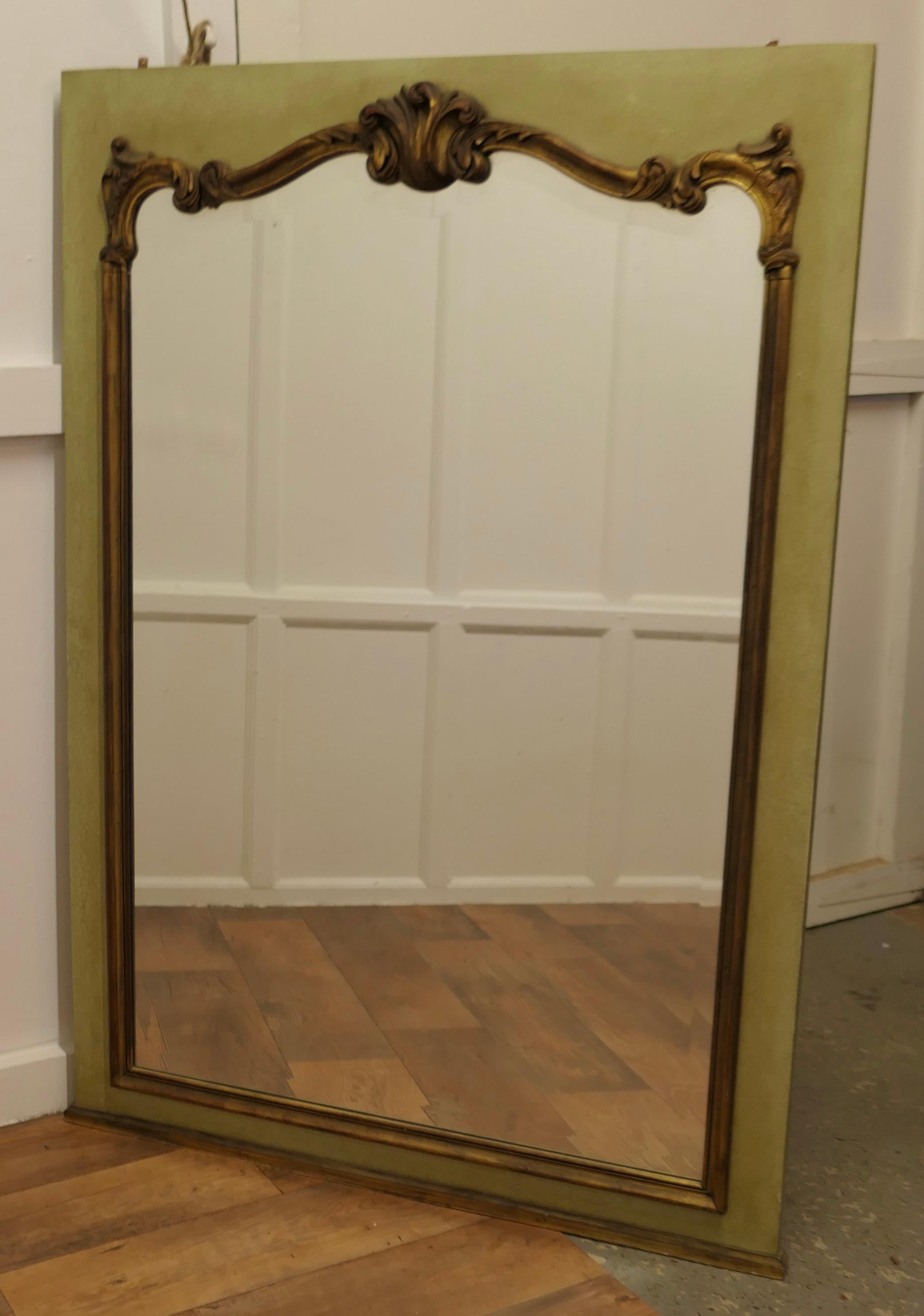 Gilt and Crackle Paint Mirror Mounted Wall Panel For Sale 1