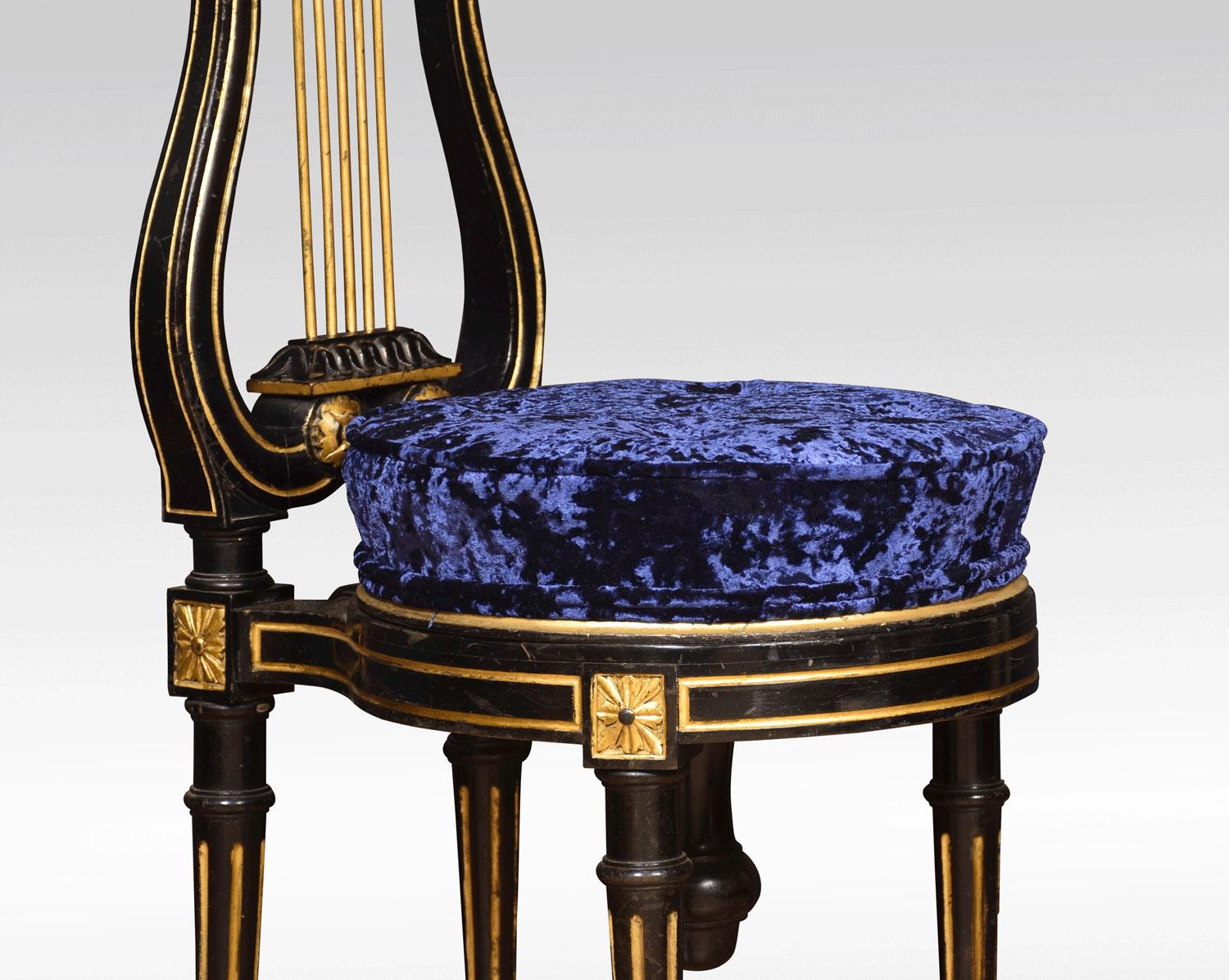 British Gilt and Ebonized Music Chair