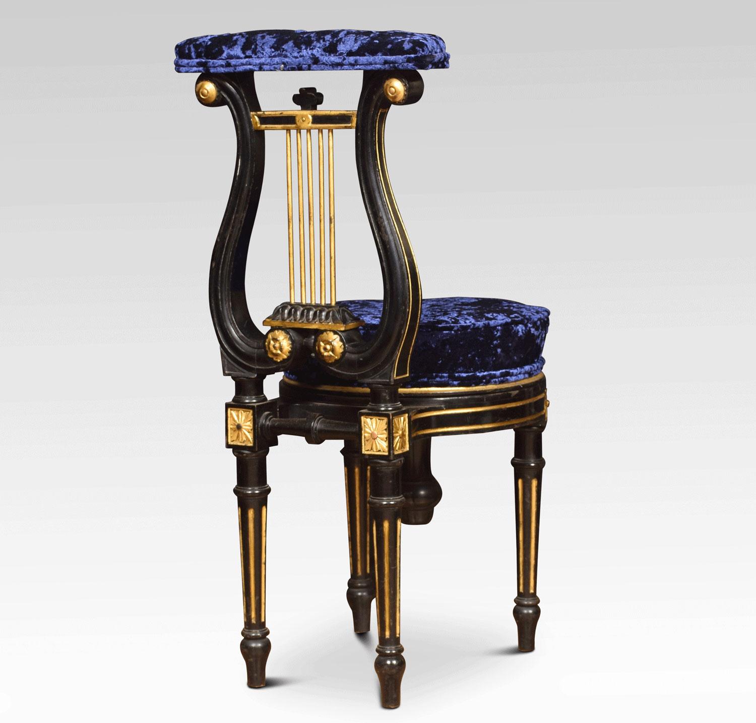 19th Century Gilt and Ebonized Music Chair