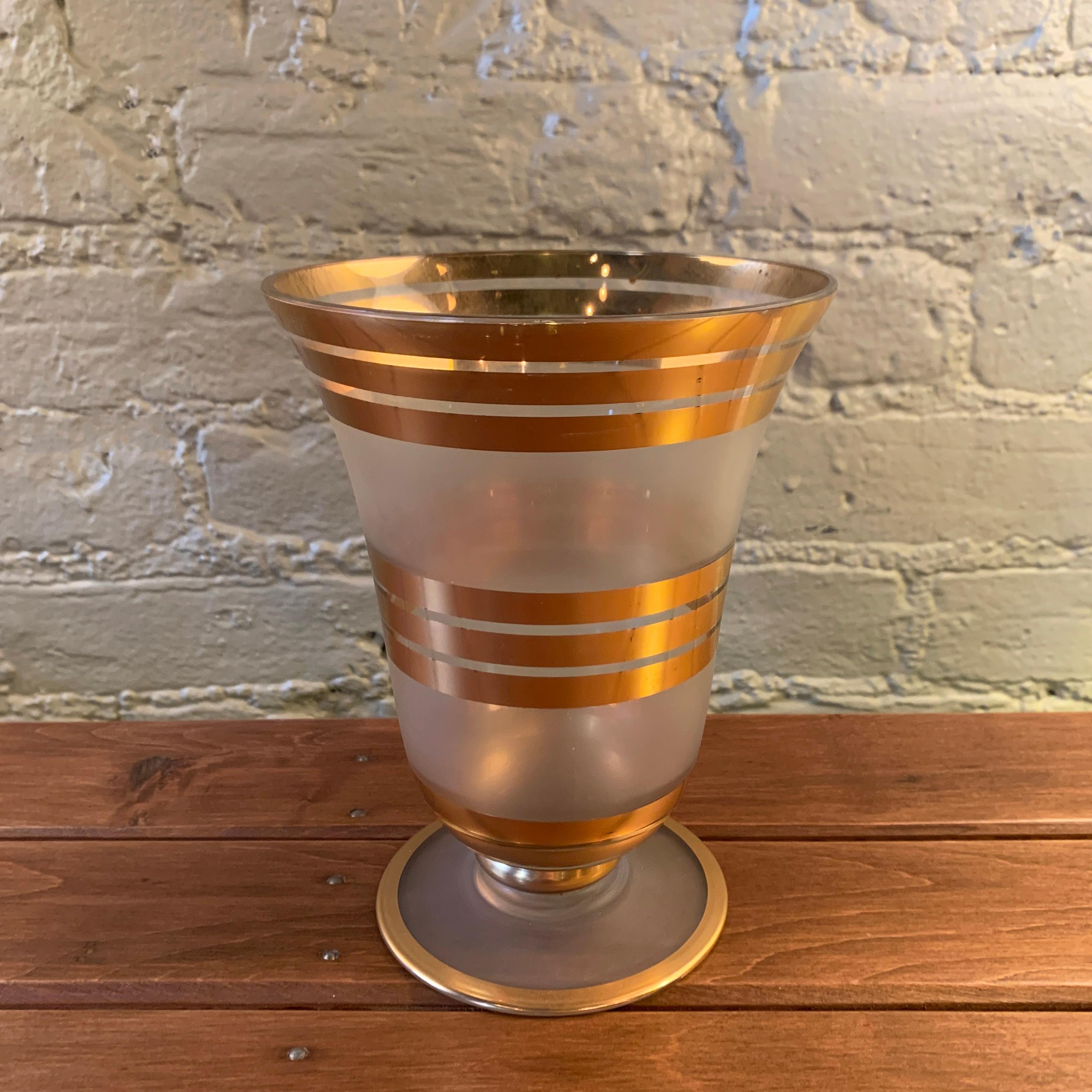 American Gilt and Frosted Glass Decorative Vase For Sale