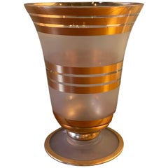 Dekorative Vase aus vergoldetem und mattiertem Glas
