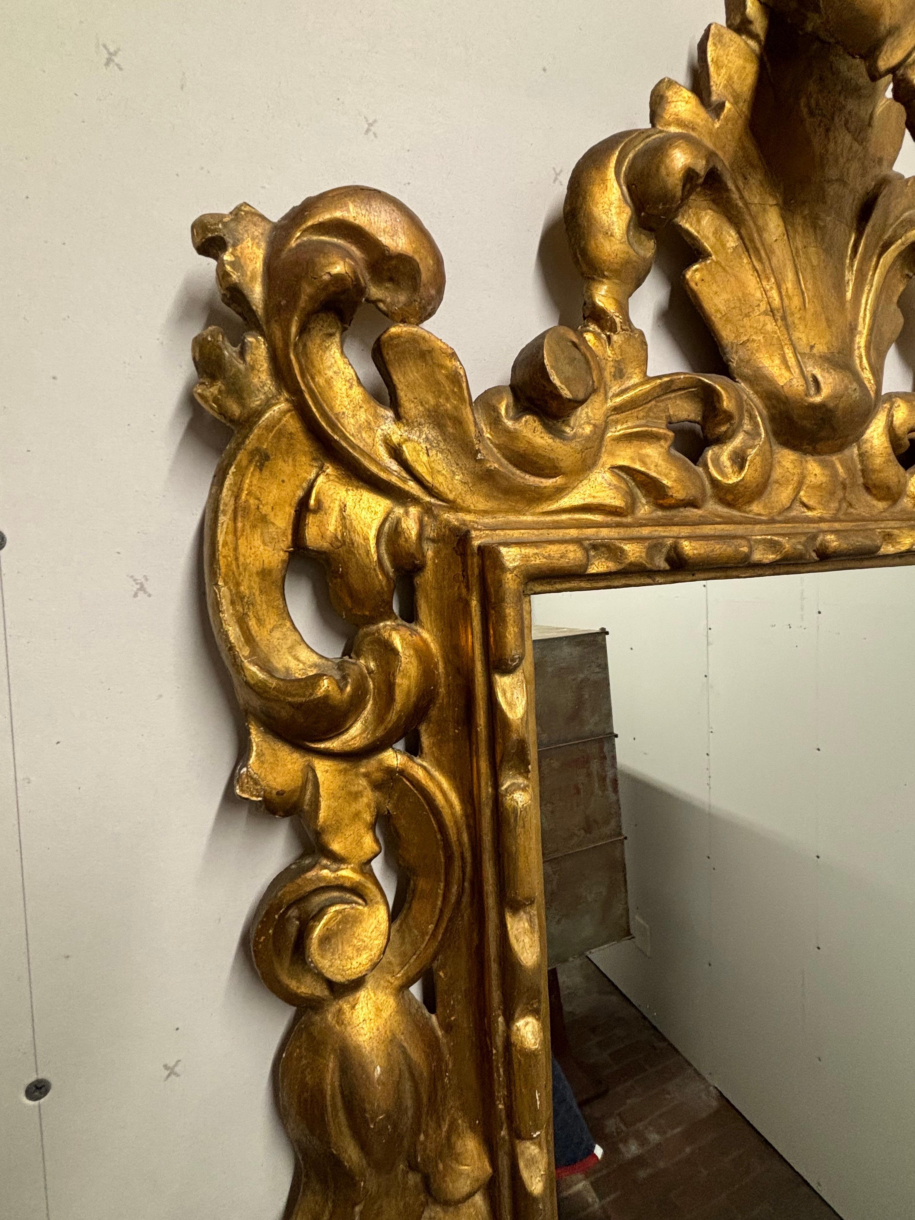 Gilt and Gesso on Wood Ornate Mirror In Good Condition For Sale In Philadelphia, PA