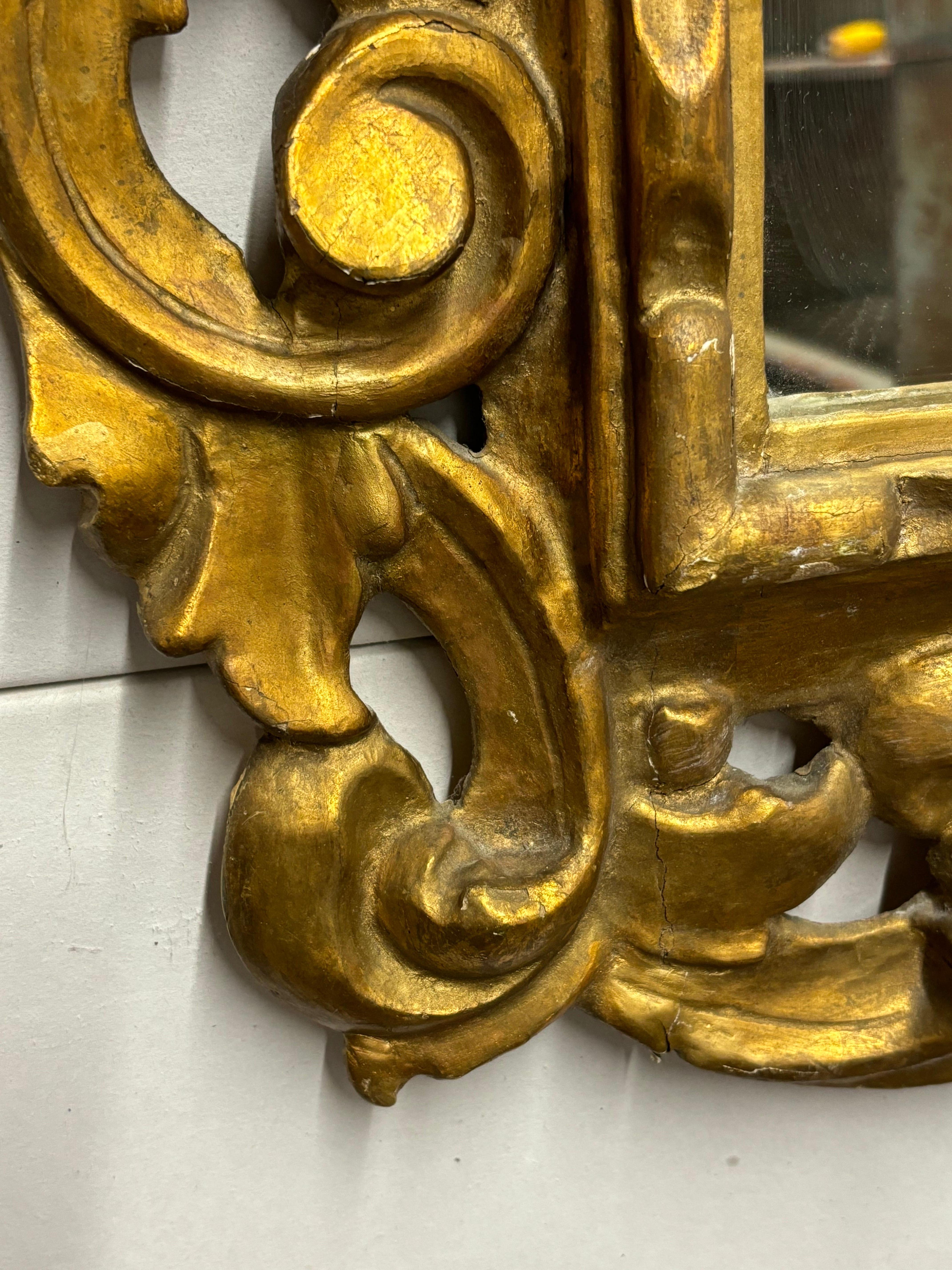 Mid-20th Century Gilt and Gesso on Wood Ornate Mirror For Sale