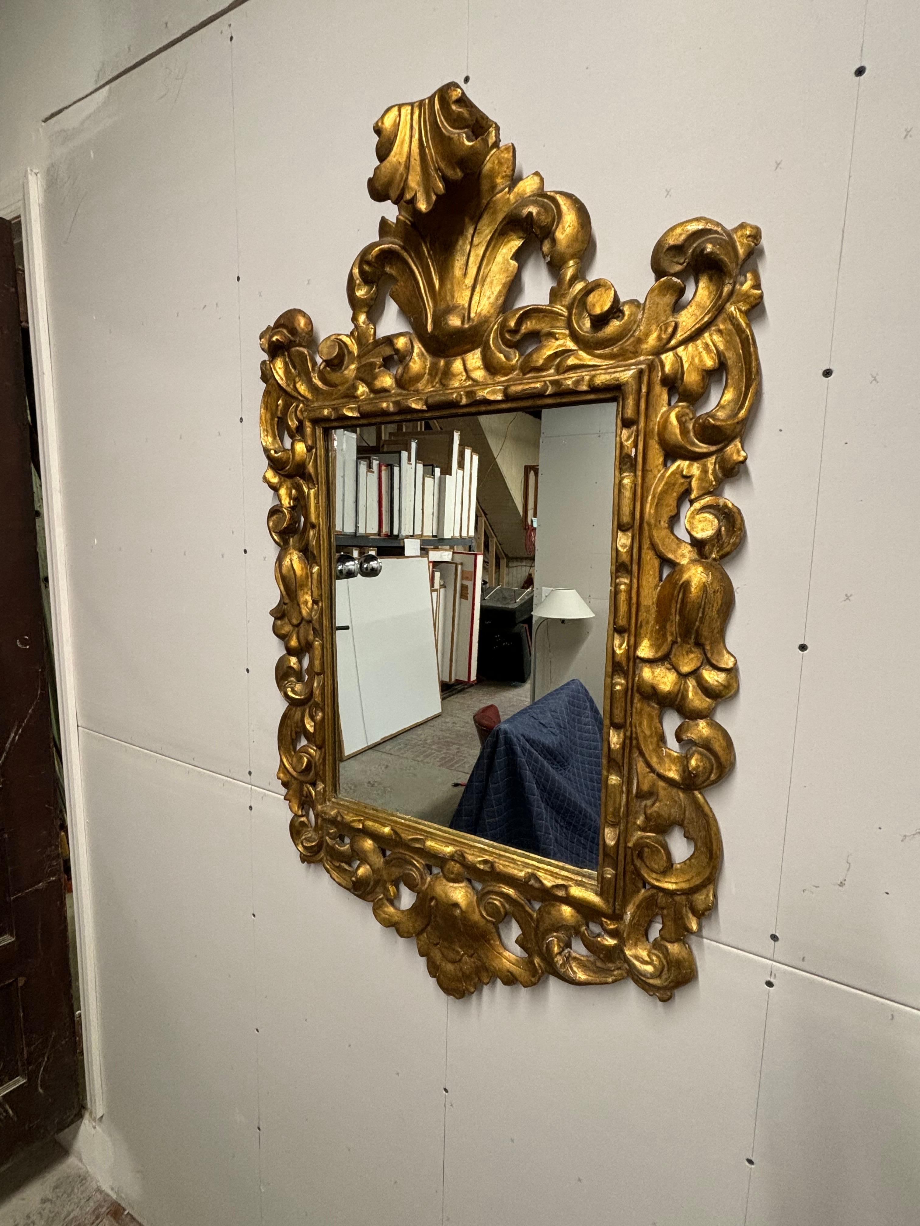 Gilt and Gesso on Wood Ornate Mirror For Sale 1