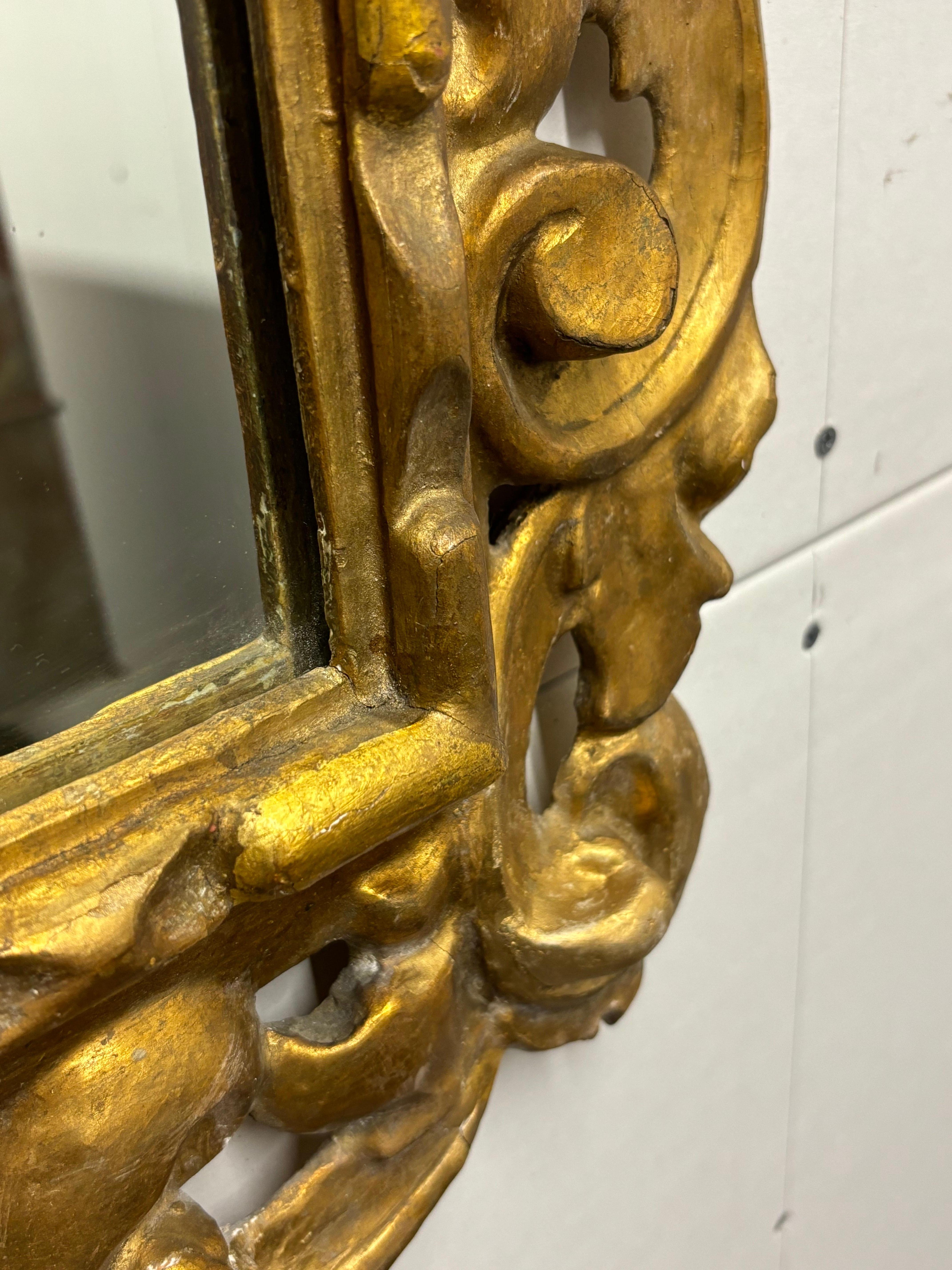 Gilt and Gesso on Wood Ornate Mirror For Sale 4