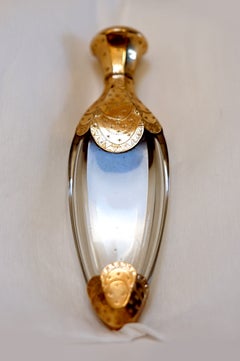 Gilt and Glass Metal Etched Perfume Bottle with CAP