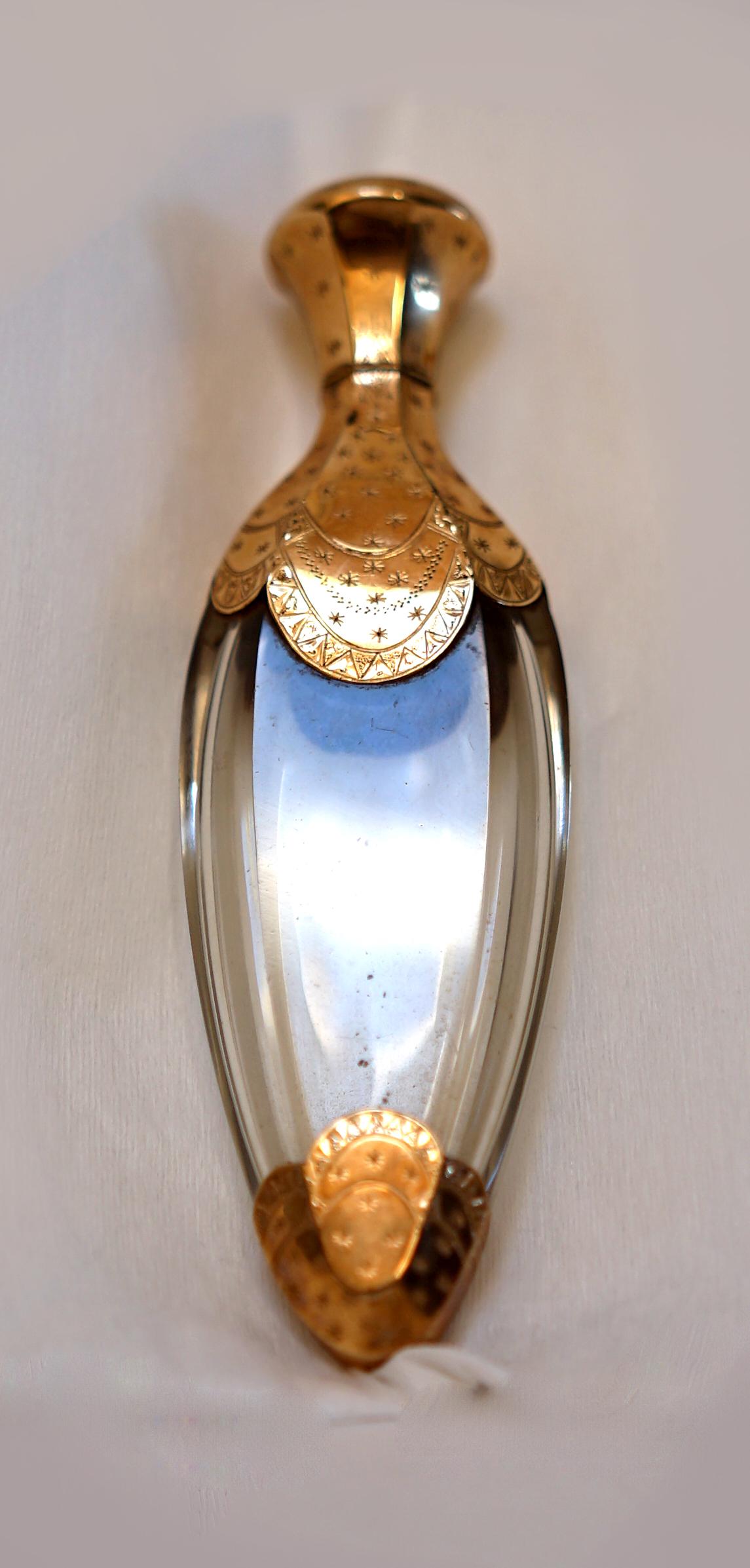 Gilt and Glass Metal Etched Perfume Bottle with CAP 2
