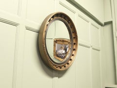Gilt and Lacquer Regency Style Convex Wall Mirror, 23” Diameter, 1950