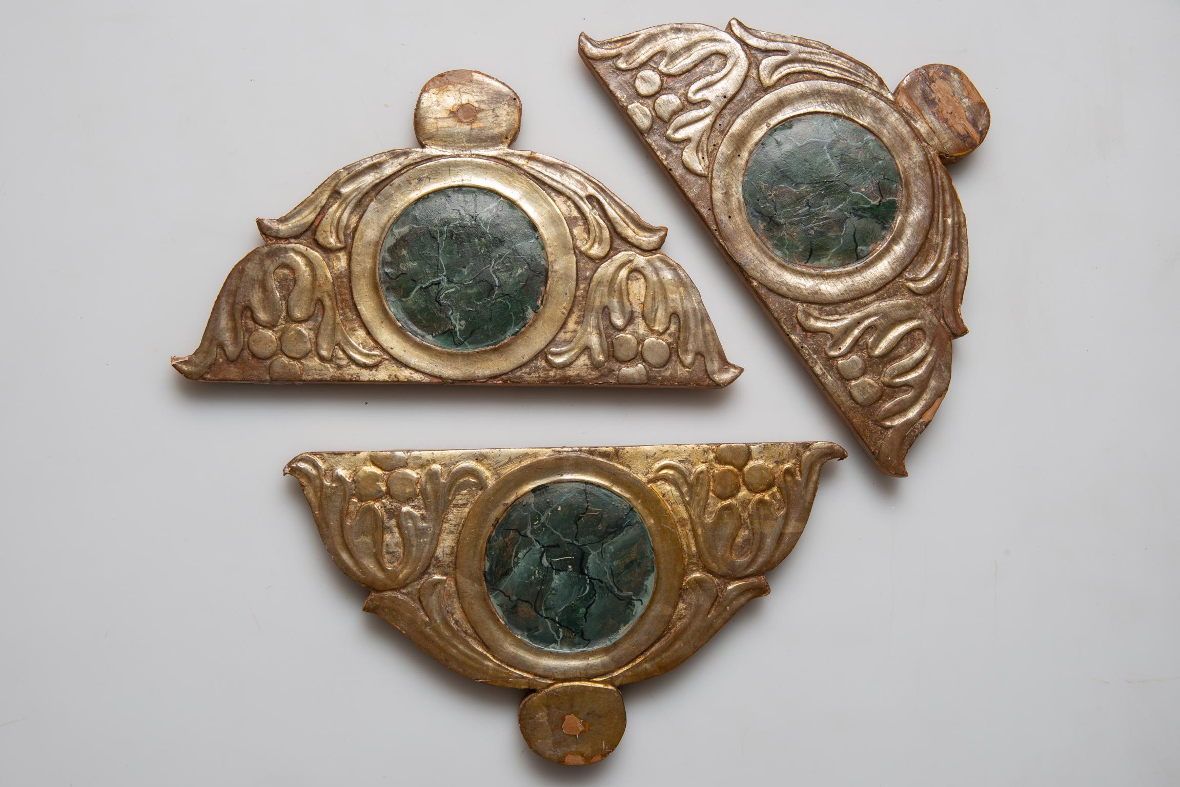 Hand-Painted Gilt and Lacquered Friezes for Wall Light Sconces For Sale