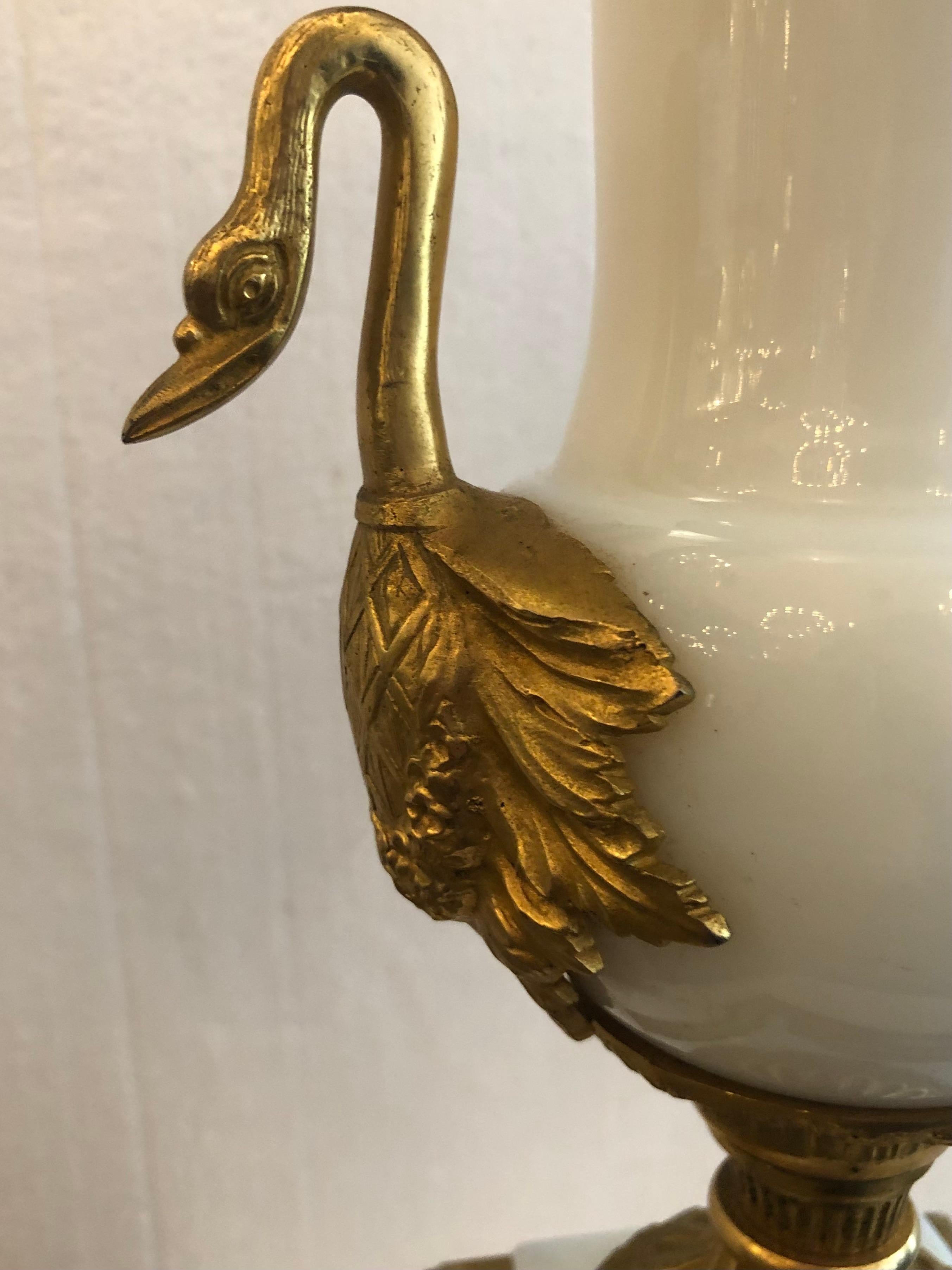 Empire Gilt and Opaline Glass Urn For Sale