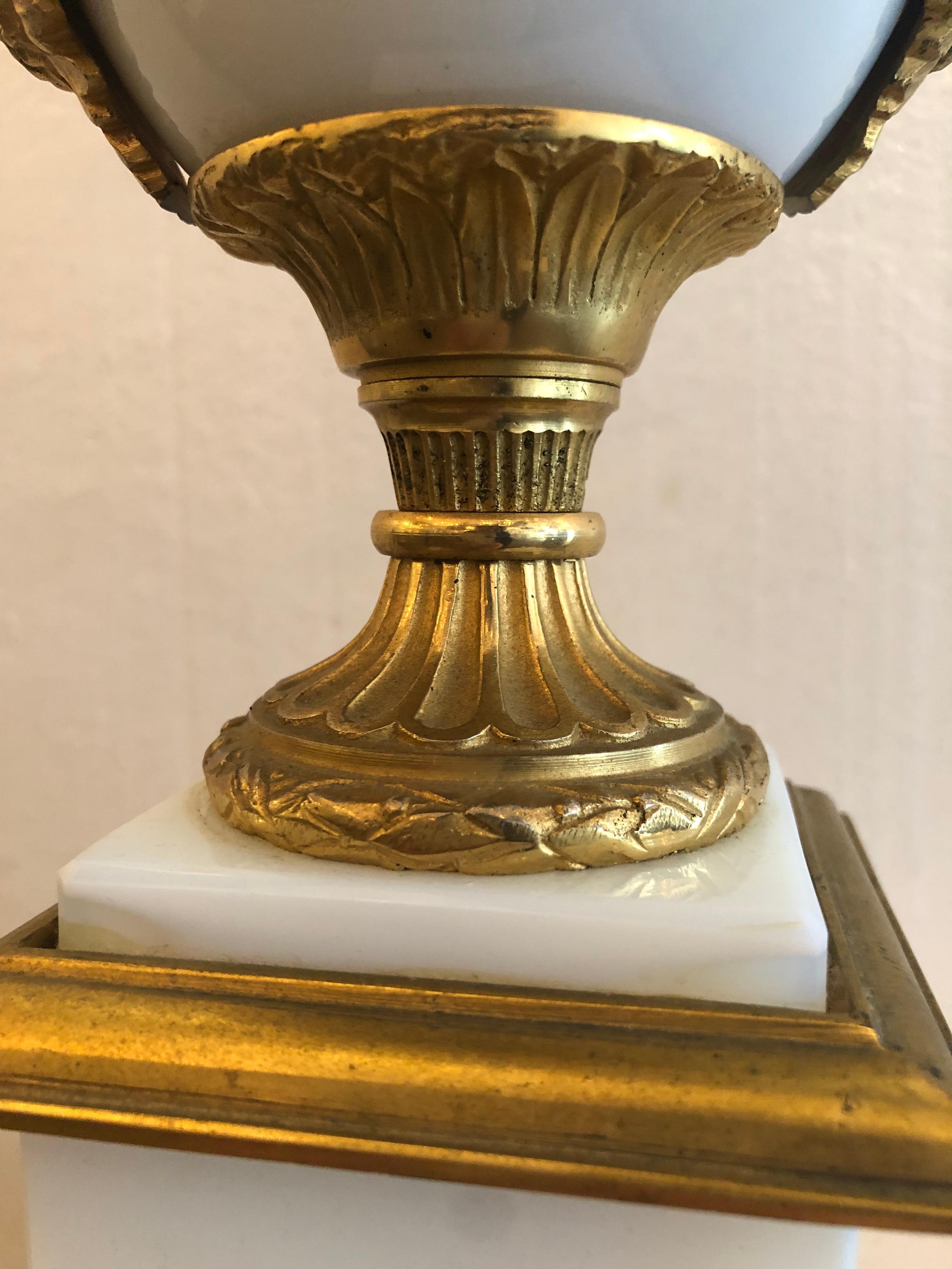 20th Century Gilt and Opaline Glass Urn For Sale