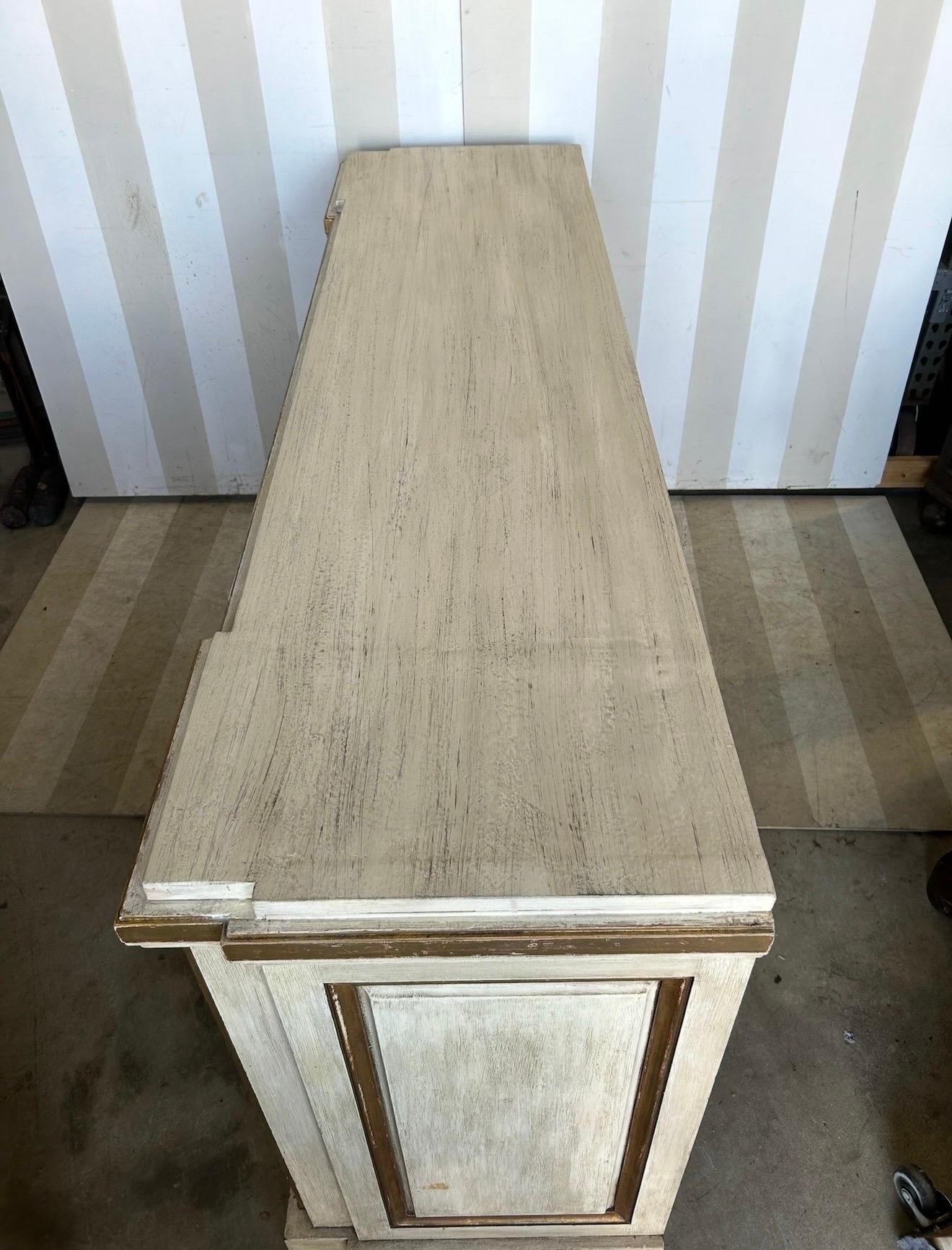 Wood Gilt and paint decorated Neoclassical style cabinet from newel For Sale