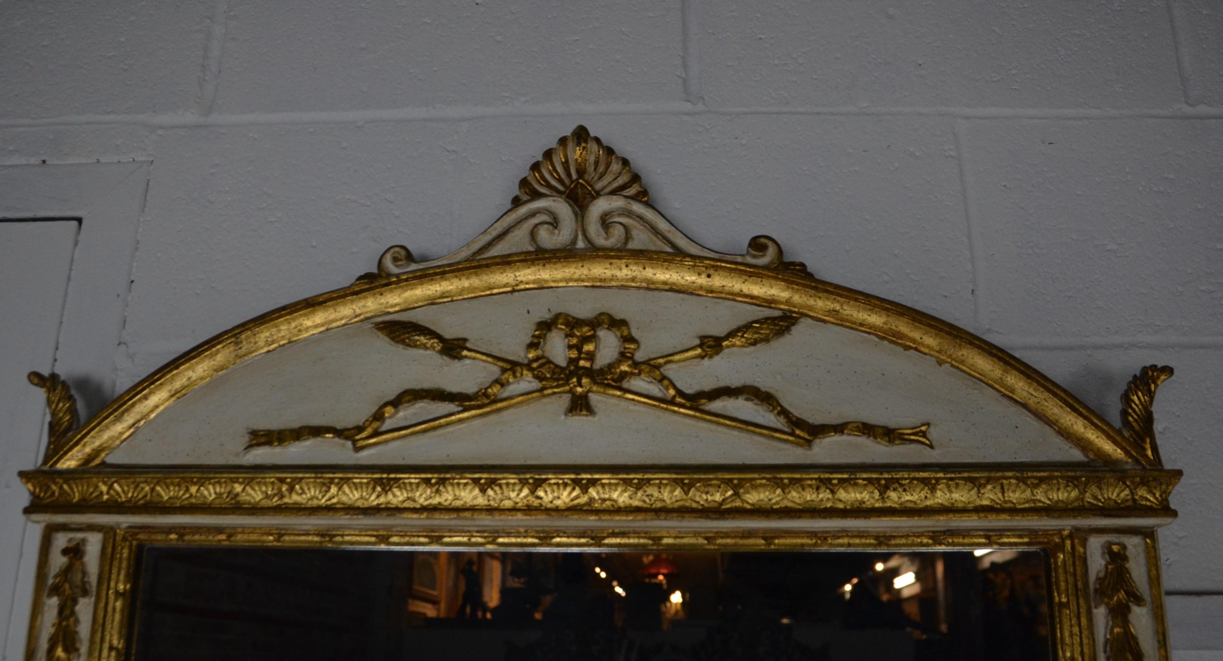 Louis XVI Gilt and Painted Console and Mirror