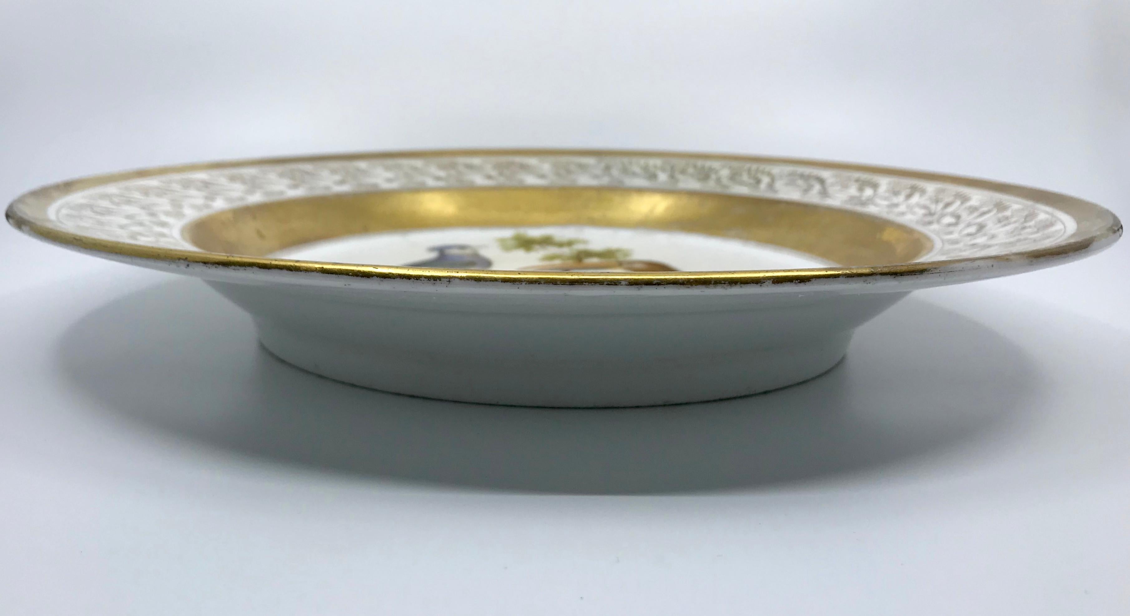 Gilt and Painted Neoclassical French Empire Bird Plate For Sale 3