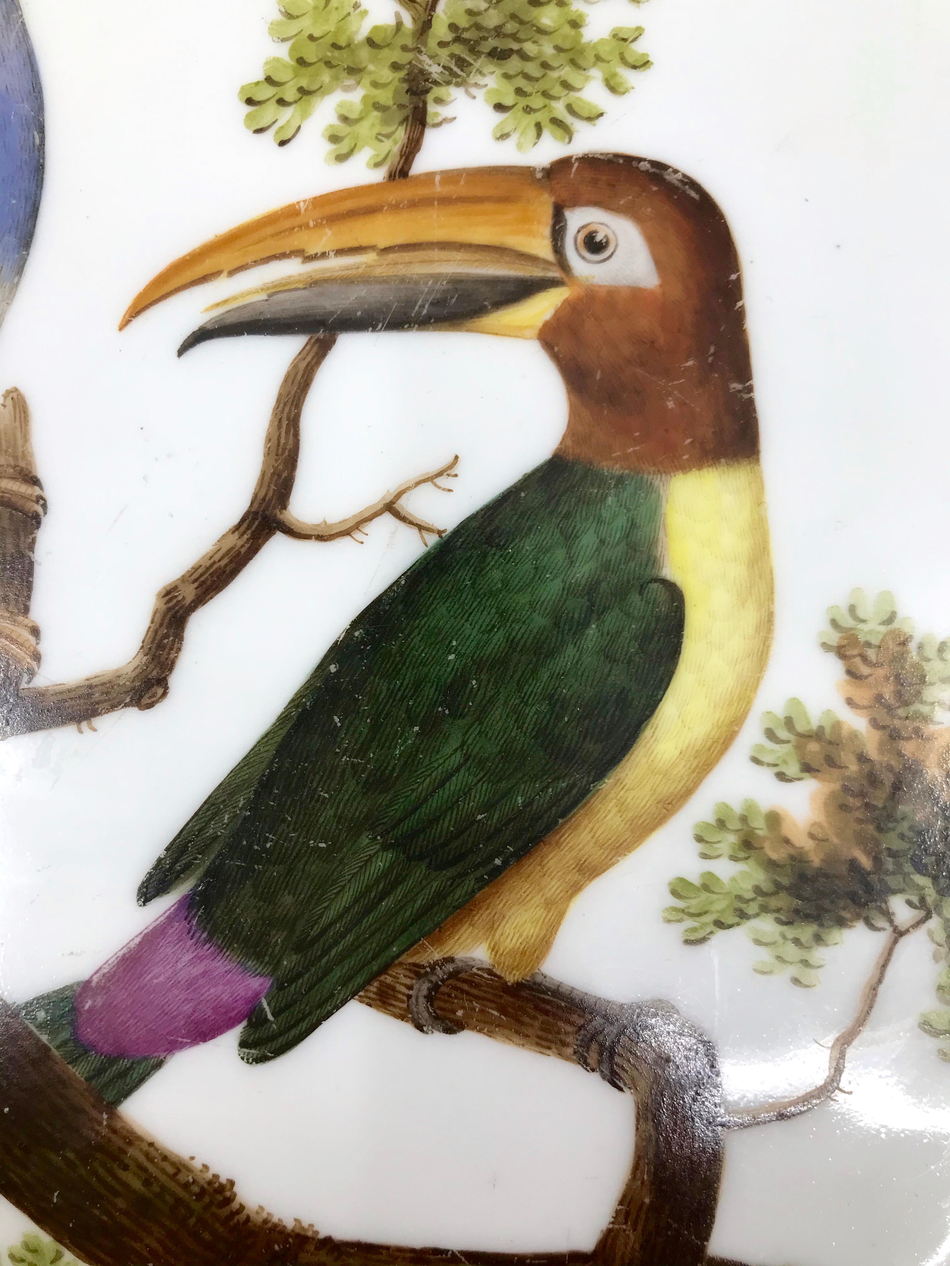 Assiette à oiseaux néoclassique française Empire peinte et dorée Bon état - En vente à New York, NY