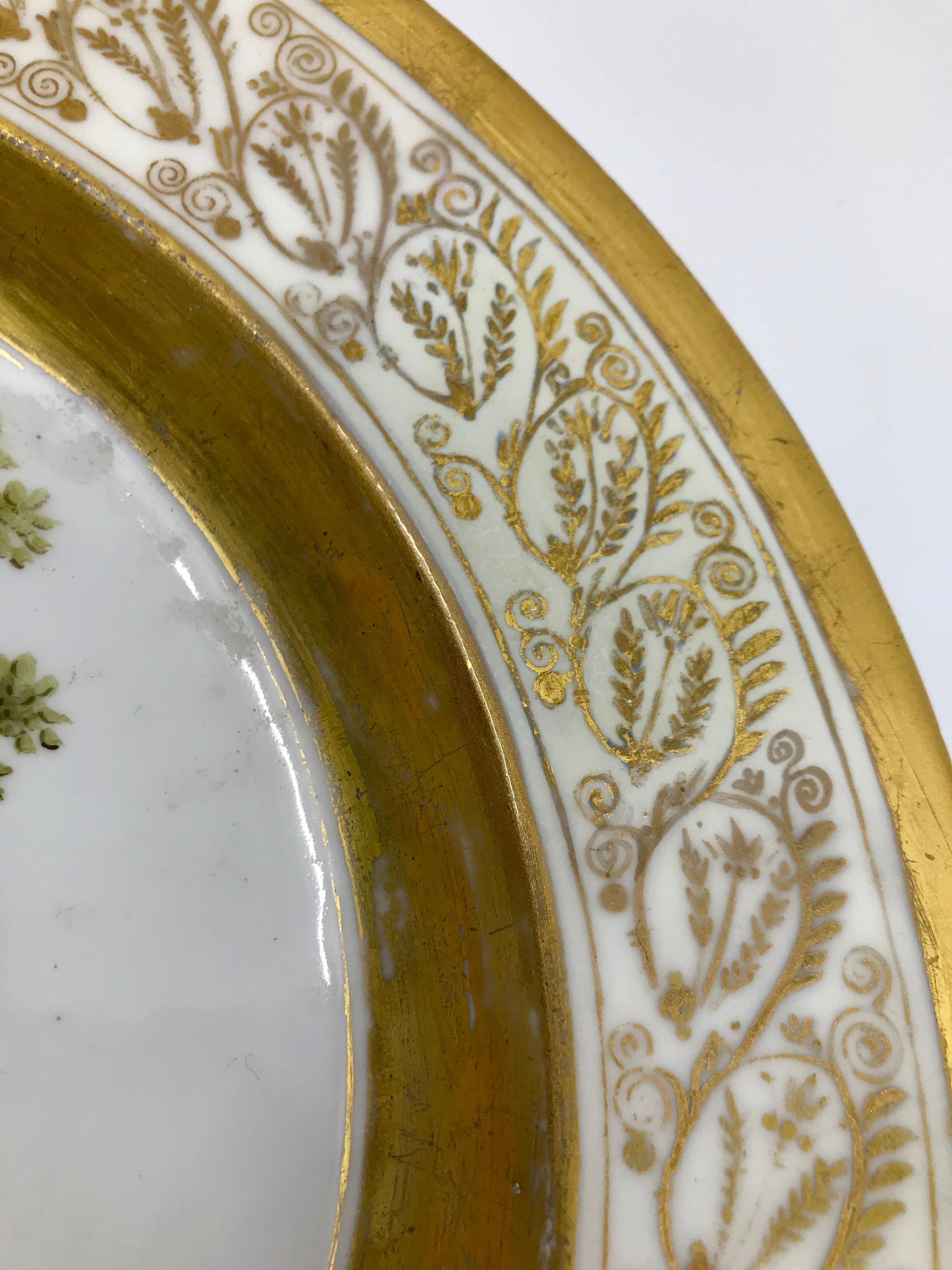 Gilt and Painted Neoclassical French Empire Bird Plate For Sale 1