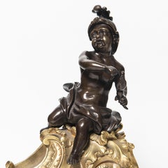 Vergoldete und patinierte Bronze-Andirons mit Figuren, um 1890