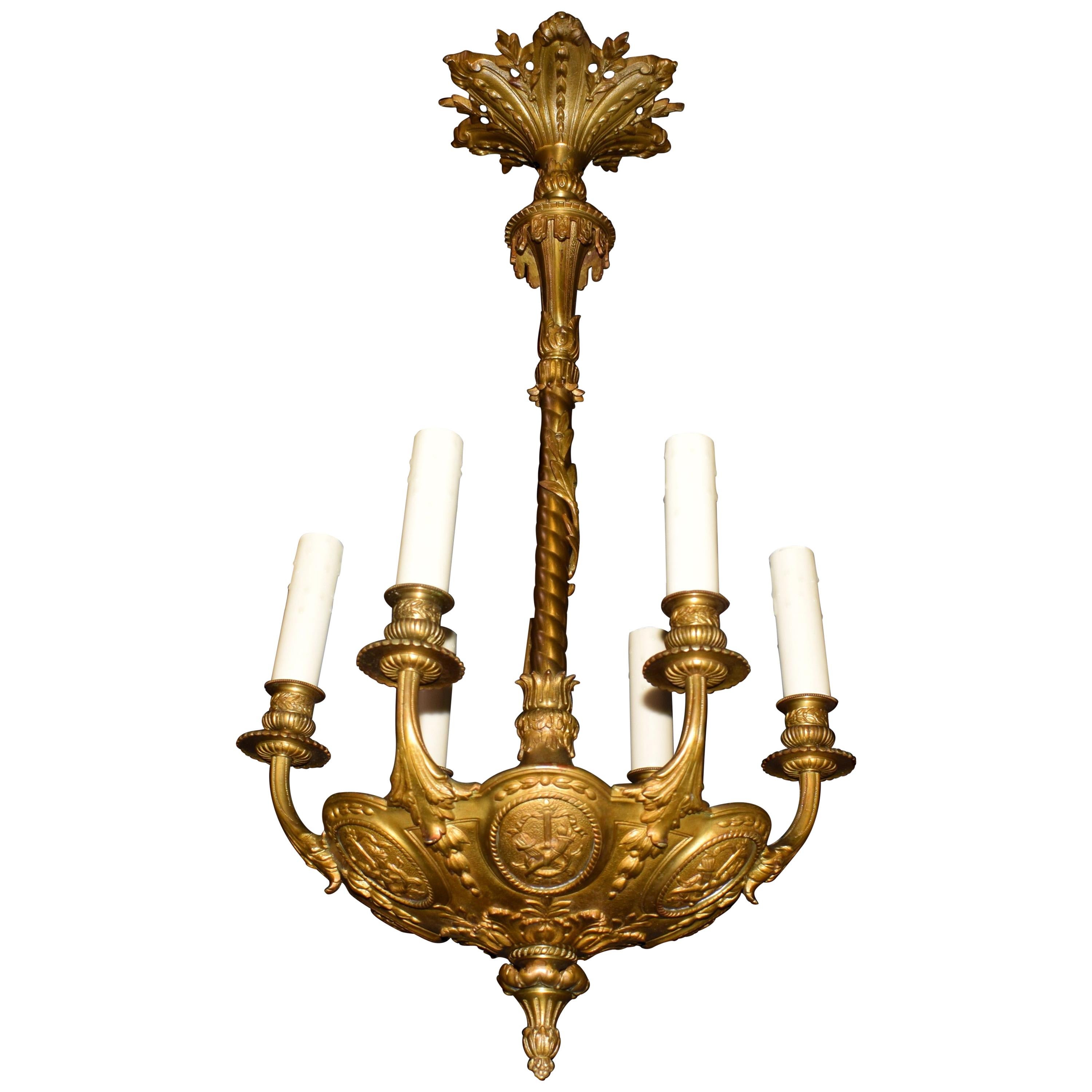 Gilt and Patinated Bronze Chandelier