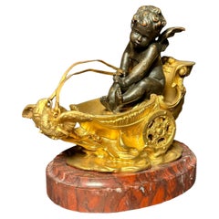 Carro d'amore in bronzo dorato e patinato, A. Moreau