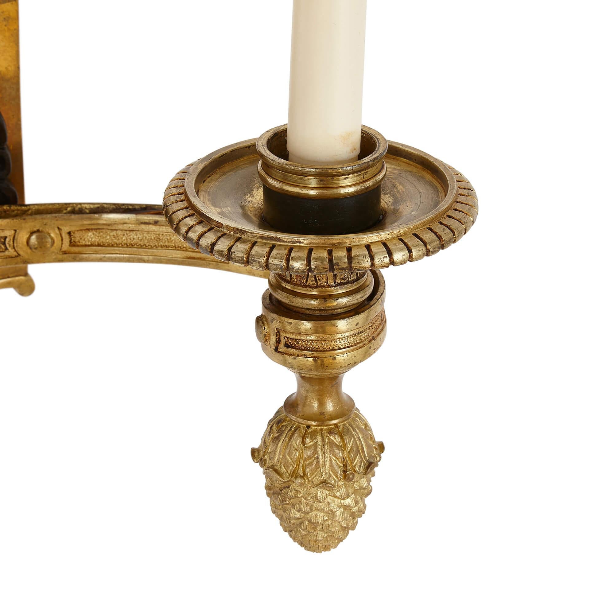 Gilt and Patinated Bronze Empire-Style Wall Lights For Sale 1