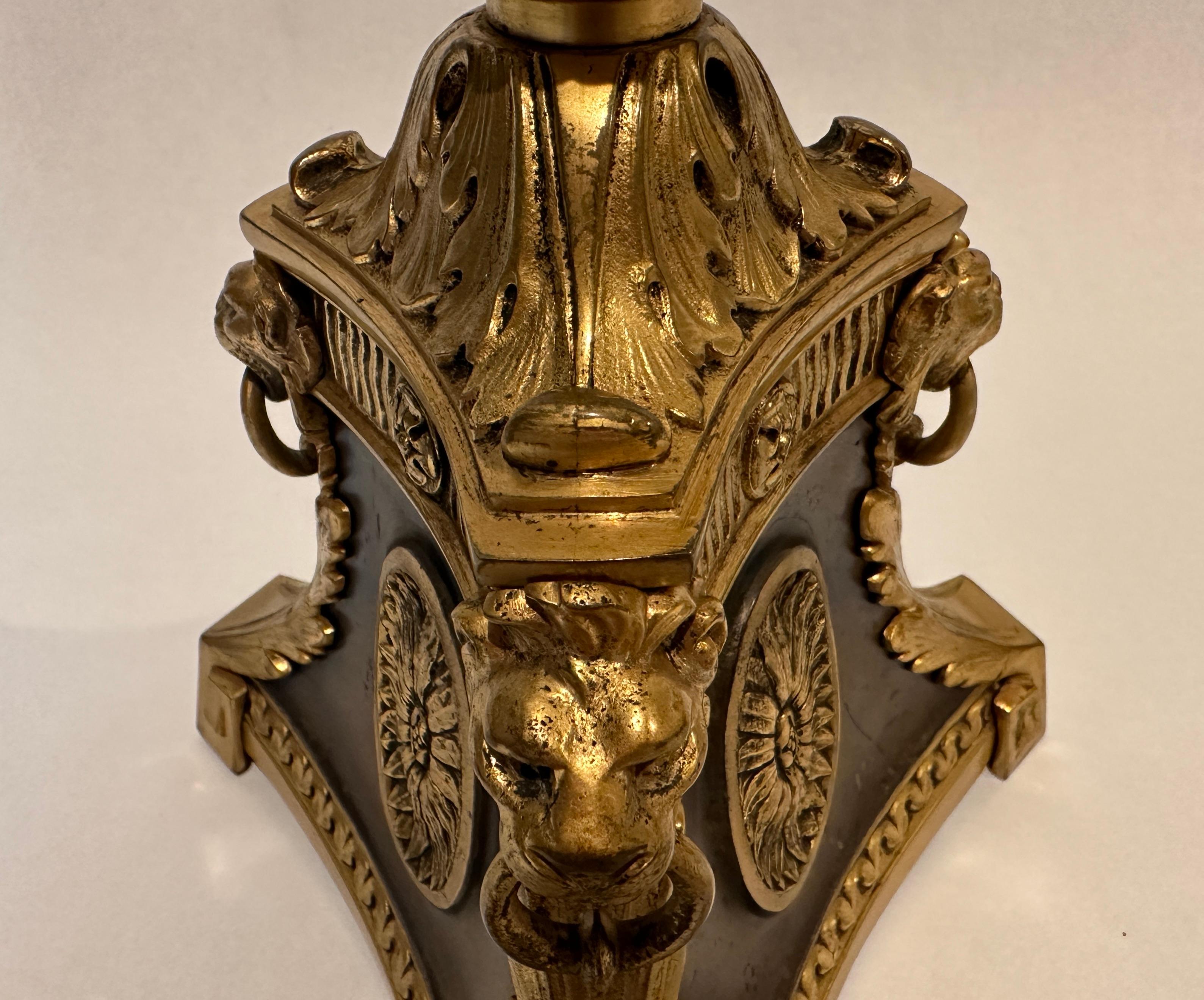 Gilt and Patinated Bronze Lamp by WM H. Jackson Company In Good Condition For Sale In Norwood, NJ