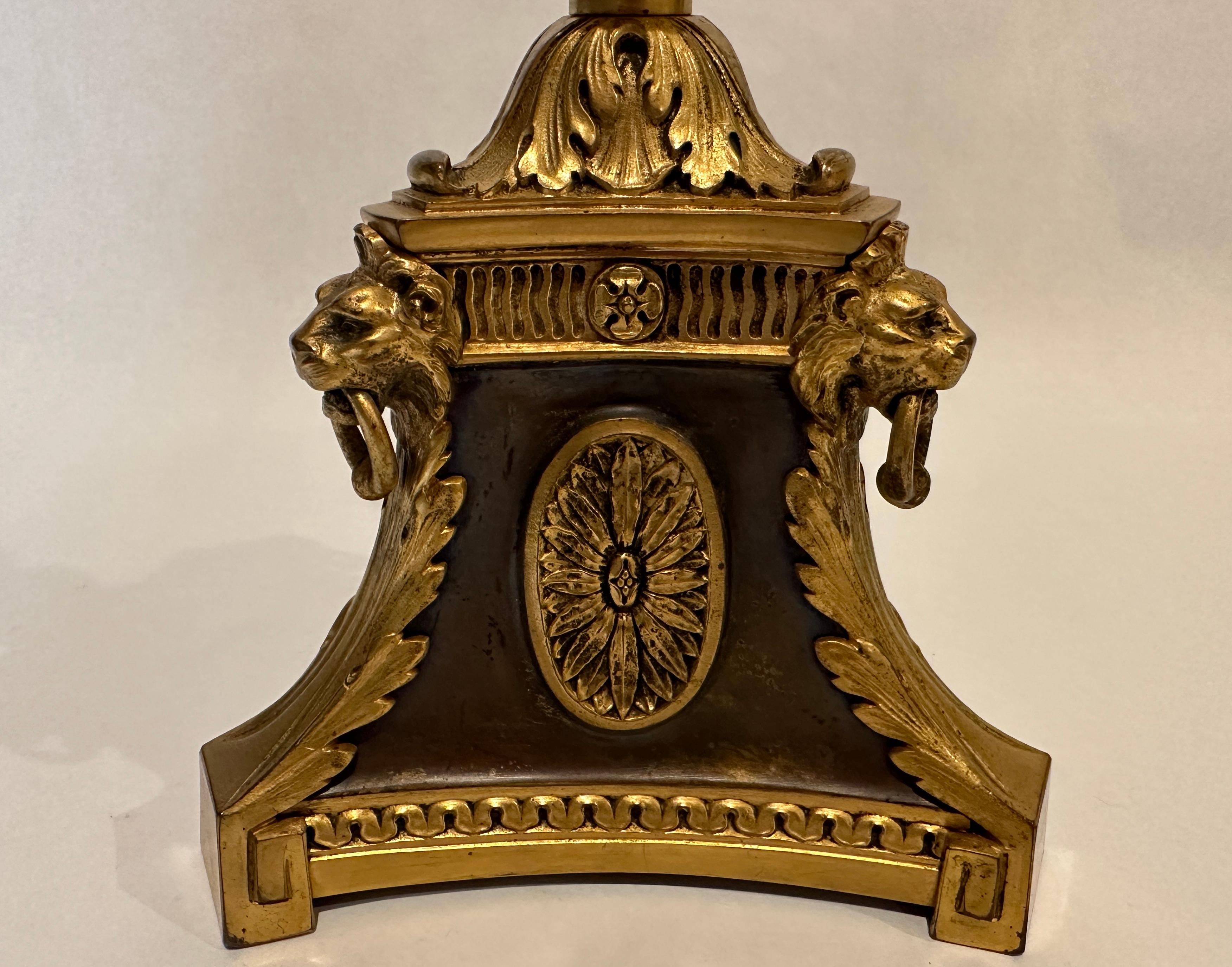 Gilt and Patinated Bronze Lamp by WM H. Jackson Company In Good Condition For Sale In Norwood, NJ