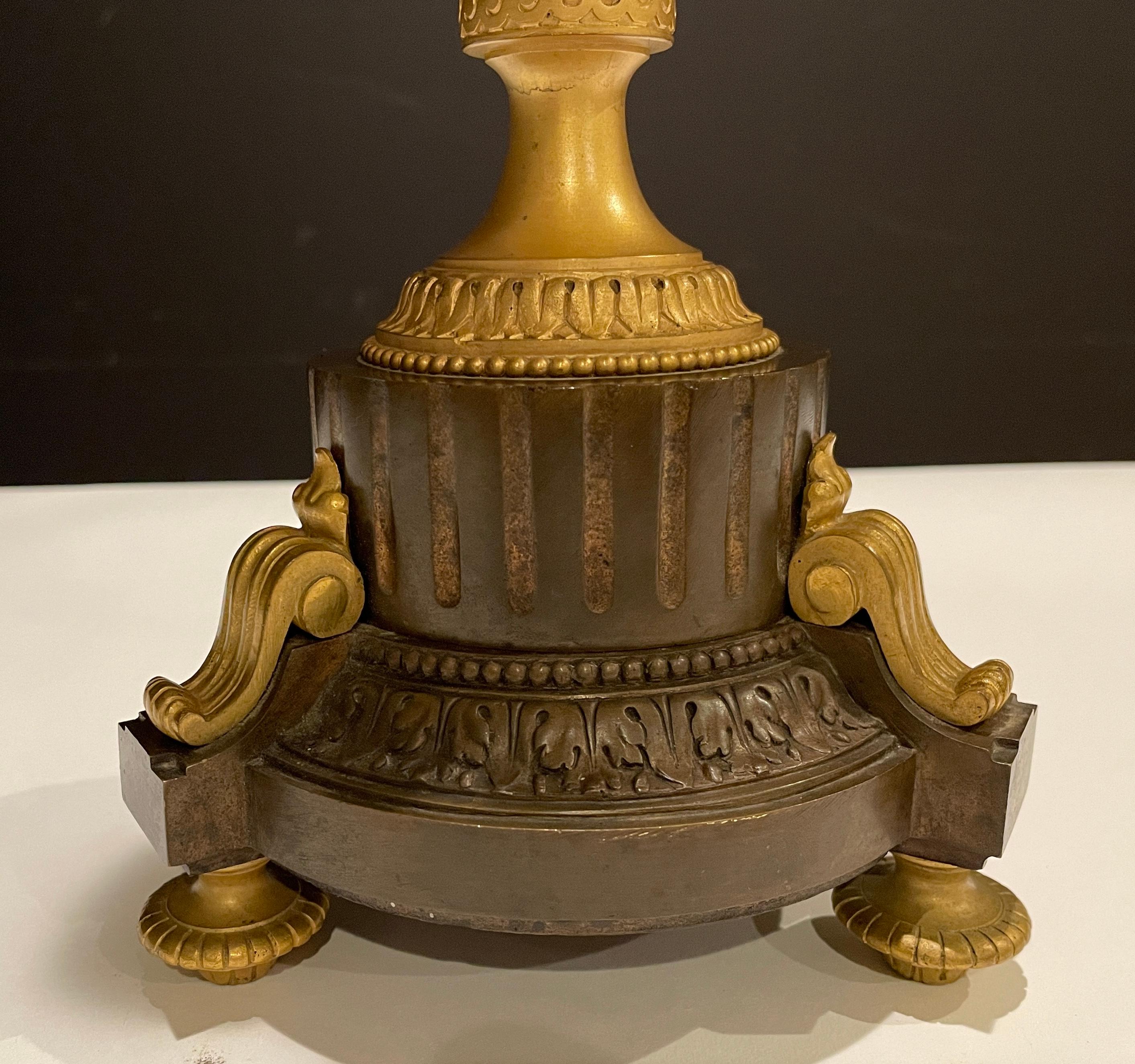 French Gilt and Patinated Bronze Lamp