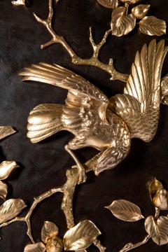 Gilt and Patinated Bronze Plaque, Japan, circa 1900