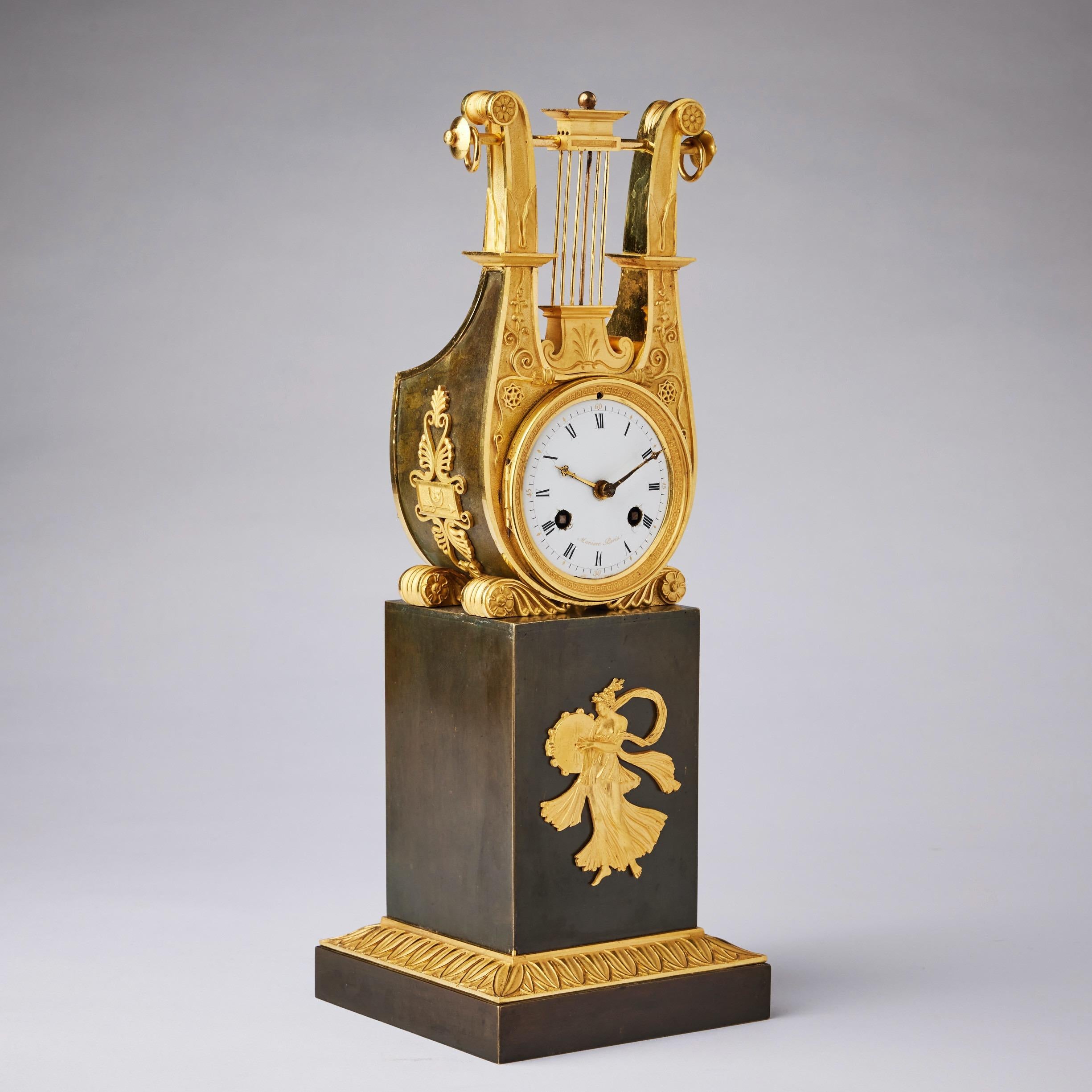 A French Thomire Bronze Empire Clock In Good Condition In Stockholm, SE