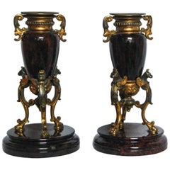 Gilt and Serpentine Candleholders