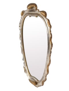 Gilt and Silver Leaf Scrolled Mirror 52"H x 34"W circa 1940s