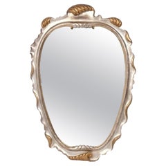 Gilt and Silver Leaf Scrolled Mirror 52"H x 34"W circa 1940s Gilt and Silver Leaf Scrolled Mirror 52"H x 34"W circa 1940s