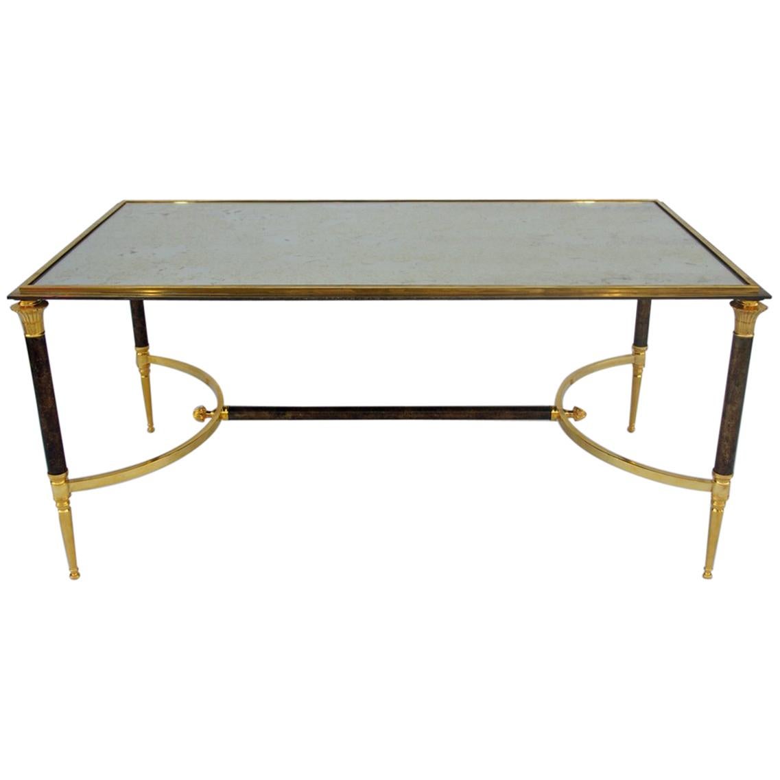 Gilt and Silvered Metal Coffee Table from Maison Jansen