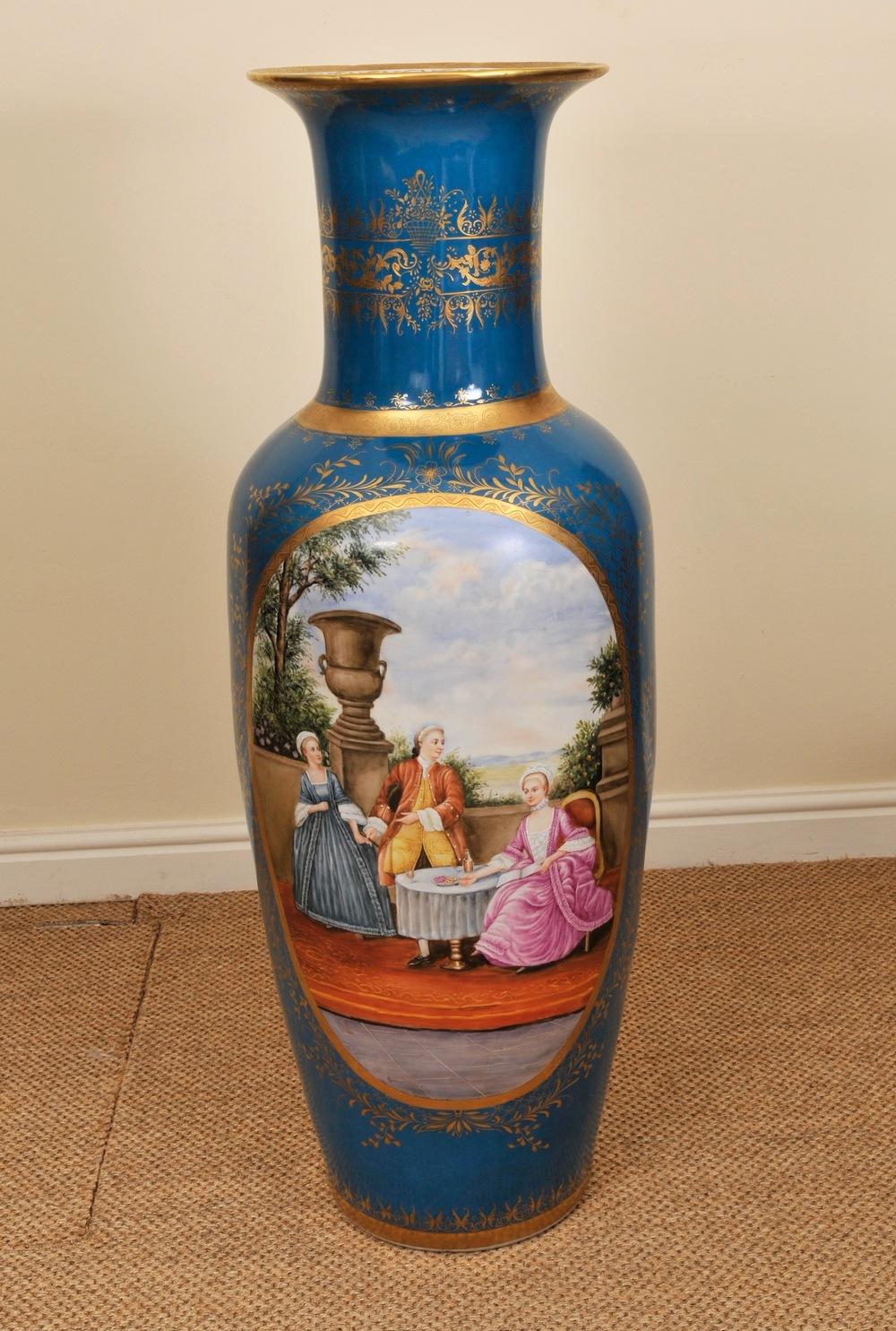 French Gilt and Turquoise Sevres Vase, circa 1940-1950 For Sale