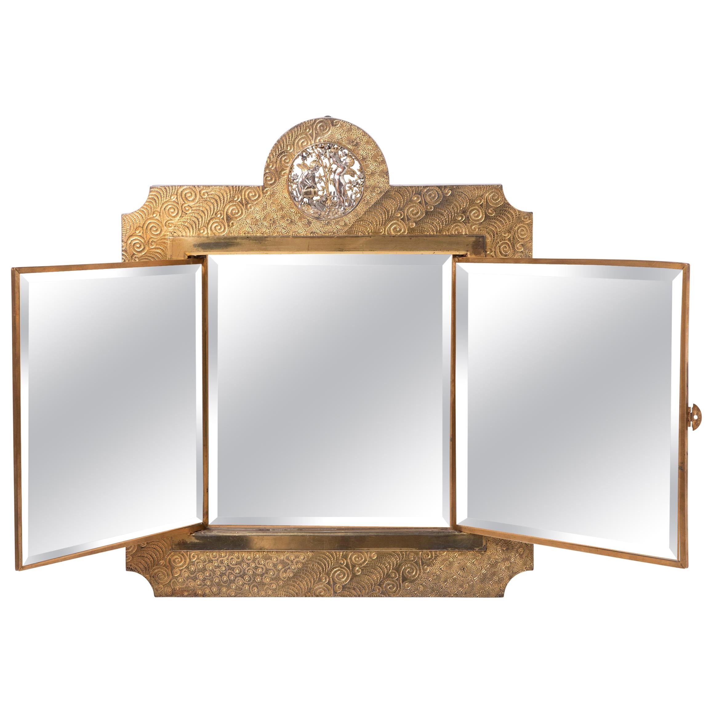 Gilt ans Silver Easel Mirror by The Meriden Britannia Company, USA circa 1876