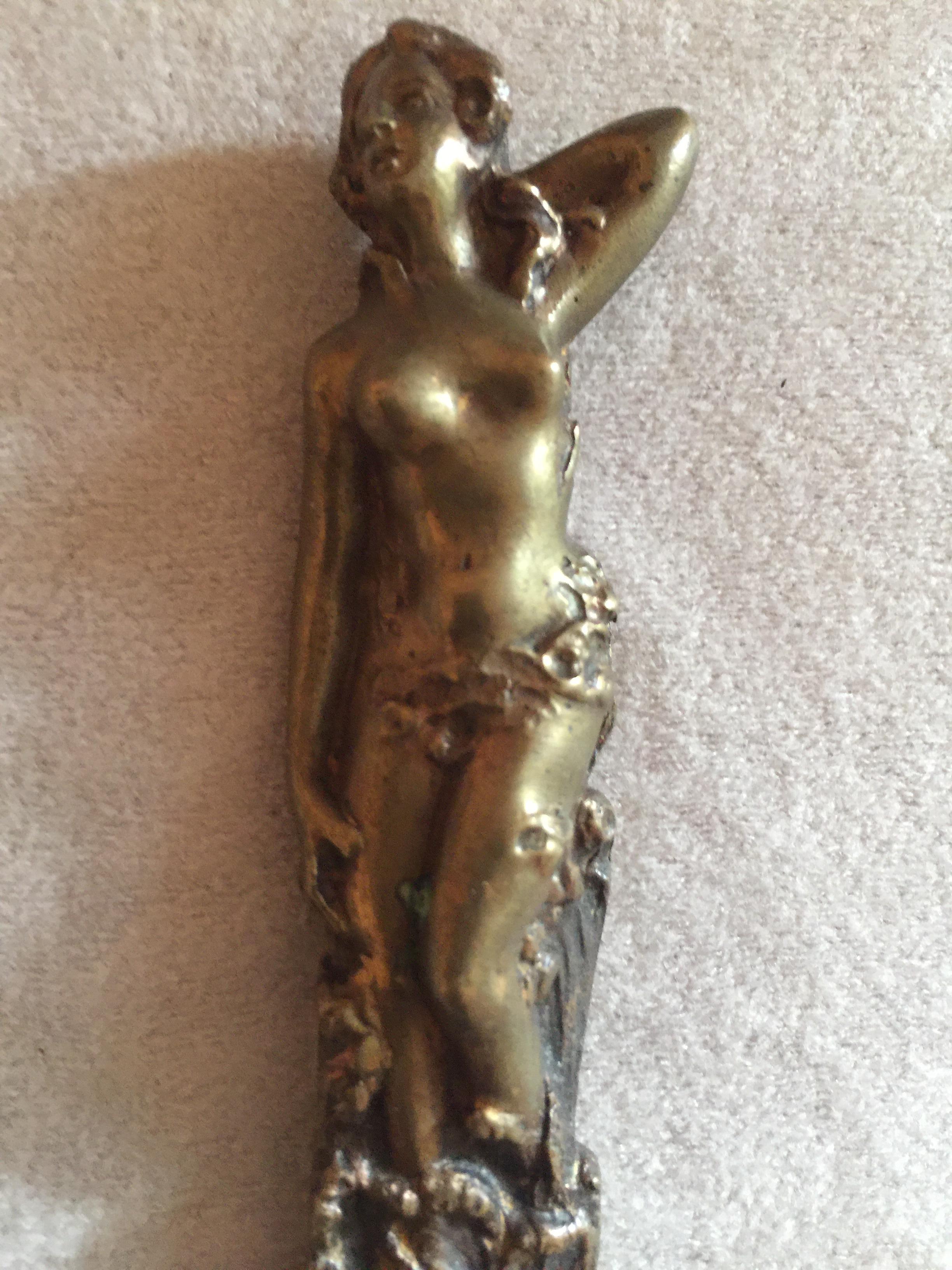 French Gilt Antique Bronze Letter Opener with Nude, Art Nouveau, circa 1900
