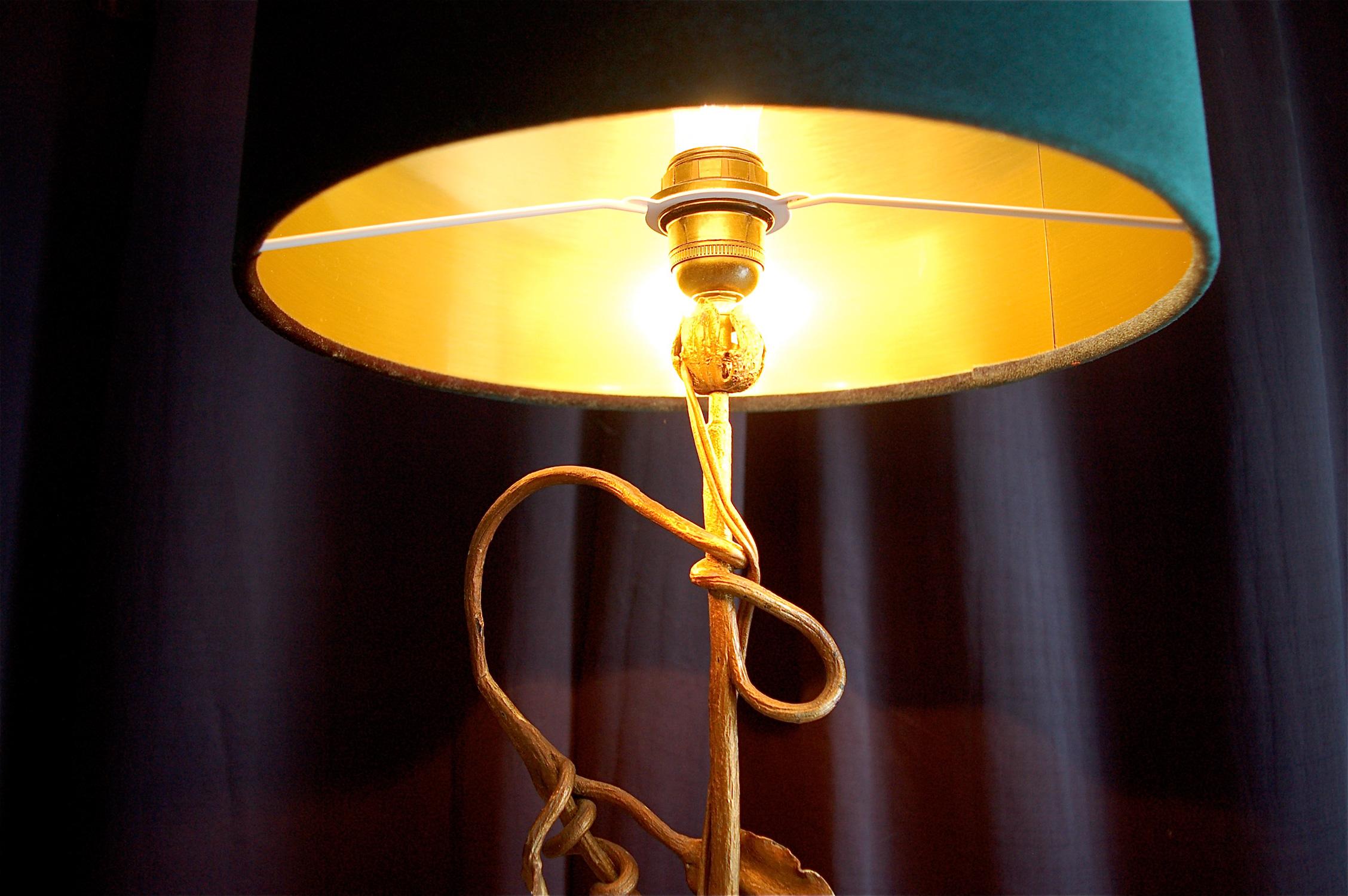 French Gilt Plant Shaped Table Lamp, Early 20th Century For Sale