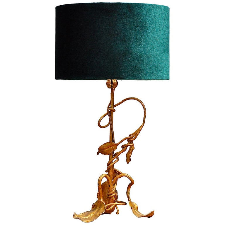 Gilt Plant Shaped Table Lamp, Early 20th Century For Sale
