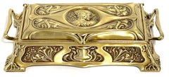 Gilt Art Nouveau Portrait Casket Double Inkwell WMF (Attrib.)