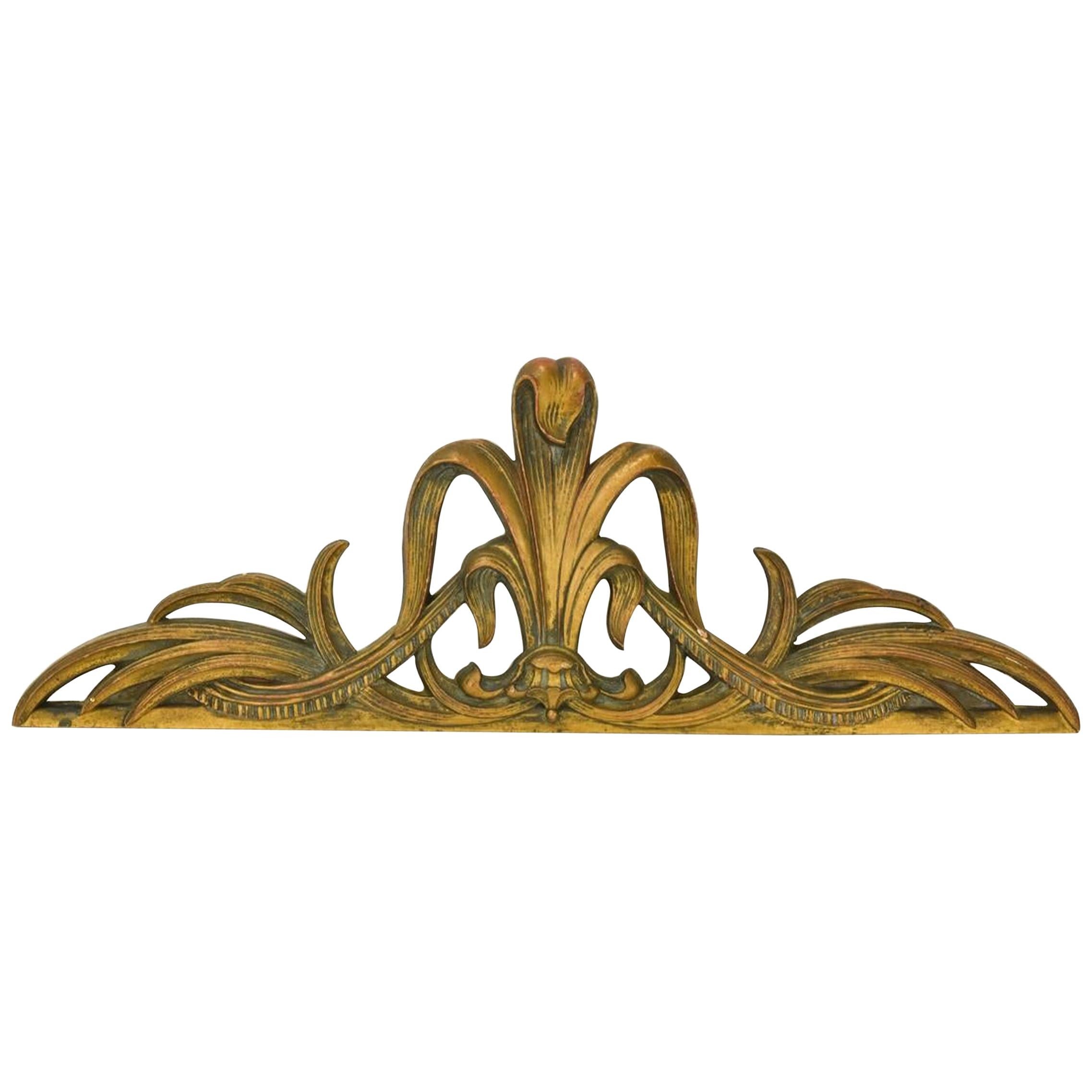 Gilt Art Nouveau Style Cast Wall Plaque Sculpture at 1stDibs
