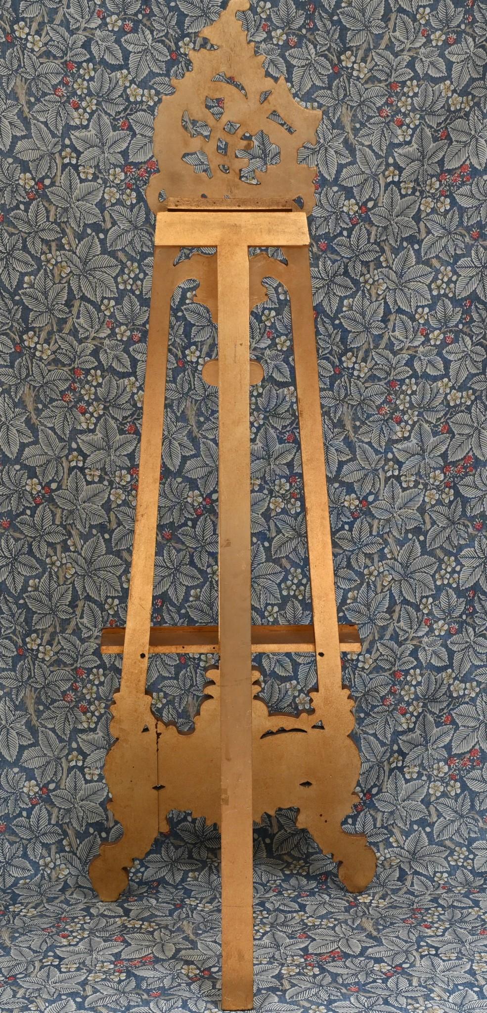 Gilt Artist Easel Adjustable Height Stand In Good Condition For Sale In Potters Bar, GB