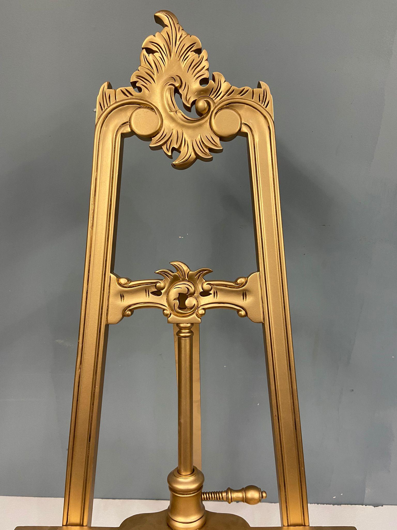 Giltwood Gilt Artist Easel Picture Stand Adjustable Height For Sale