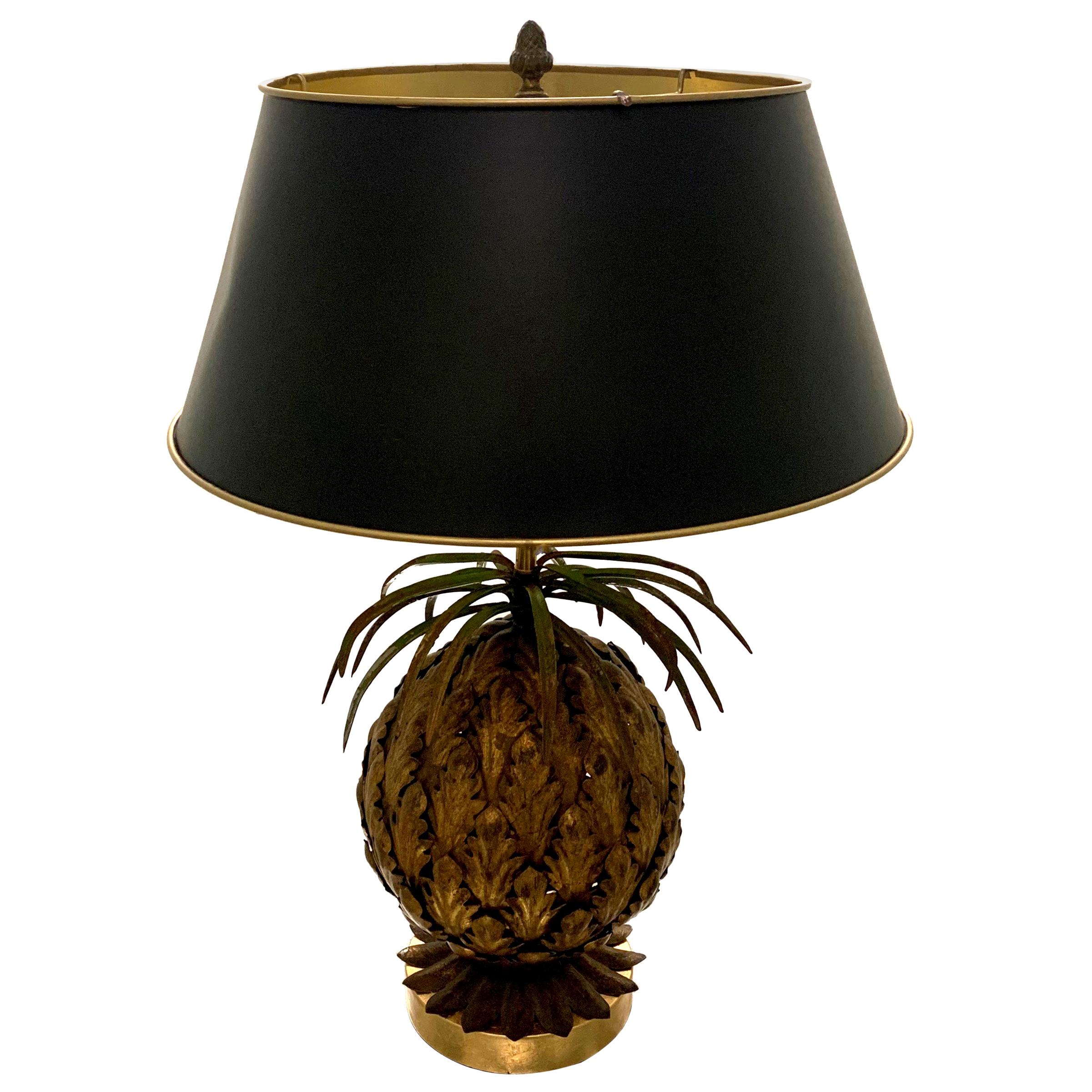 Gilt Metal Pineapple Motif Lamp